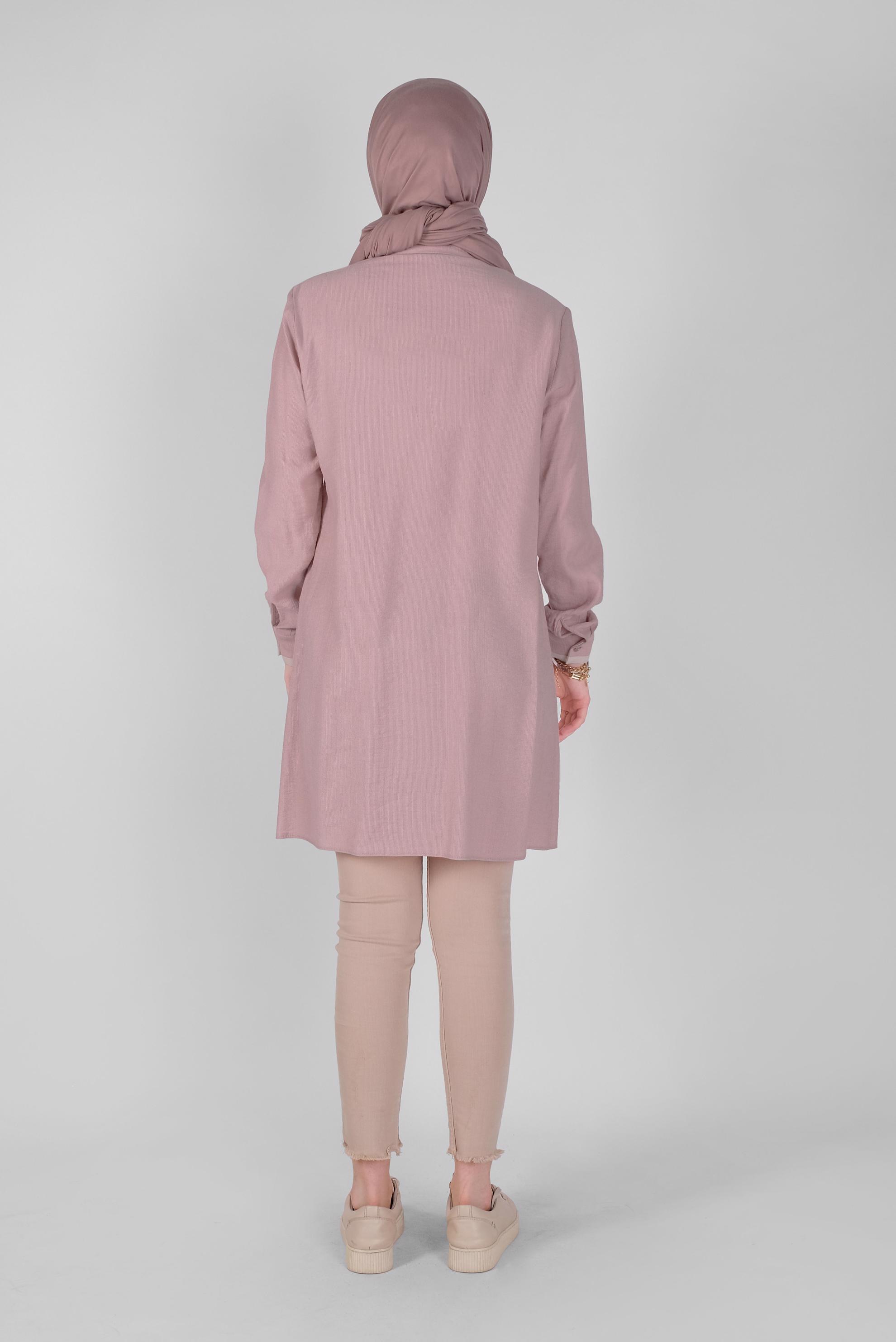 Tesettür giyim PUDRA BOYDAN DÜĞMELİ TUNİK 41565