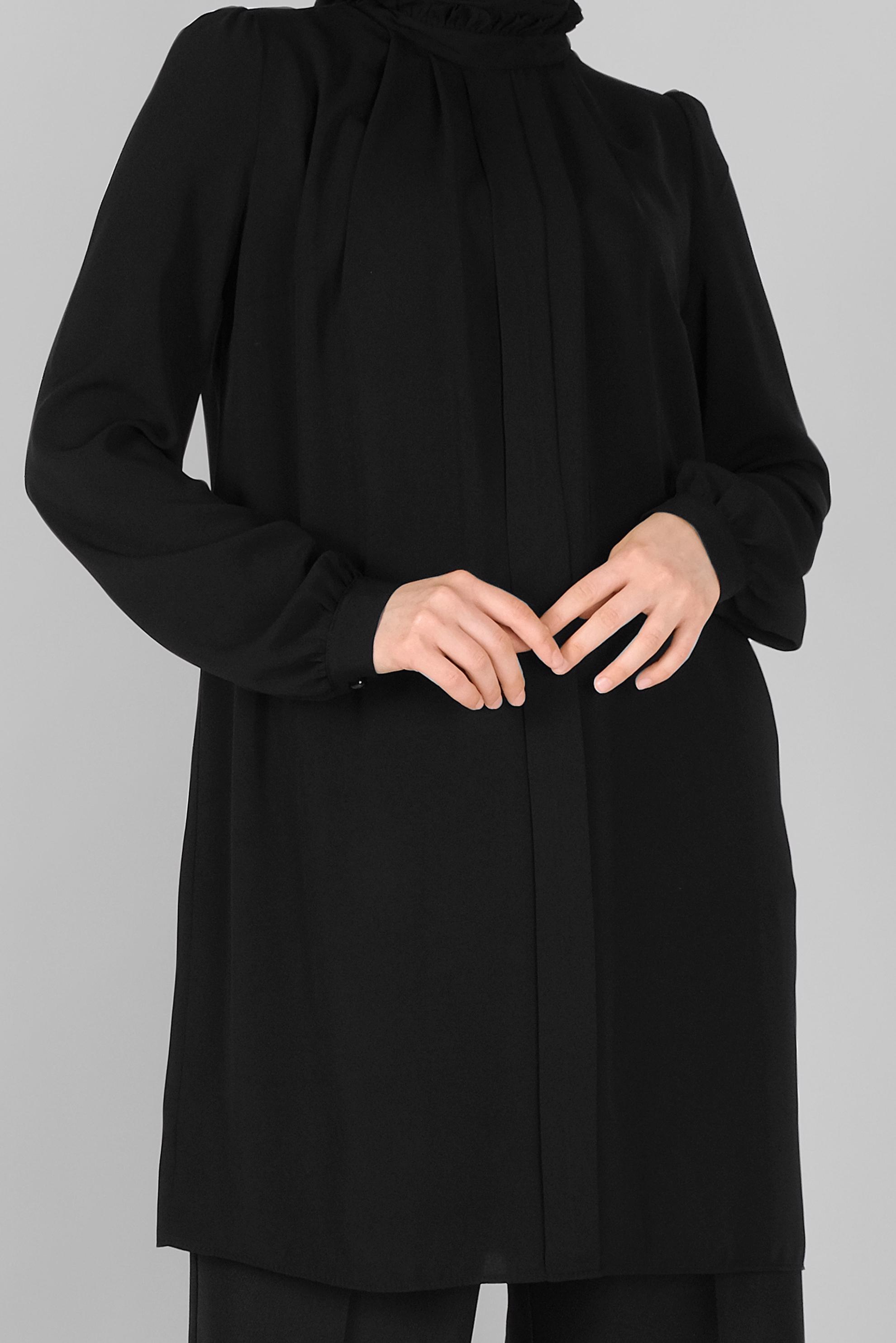 Tesettür giyim SİYAH YAKASI FIRFIR DETAYLI TUNİK 41576