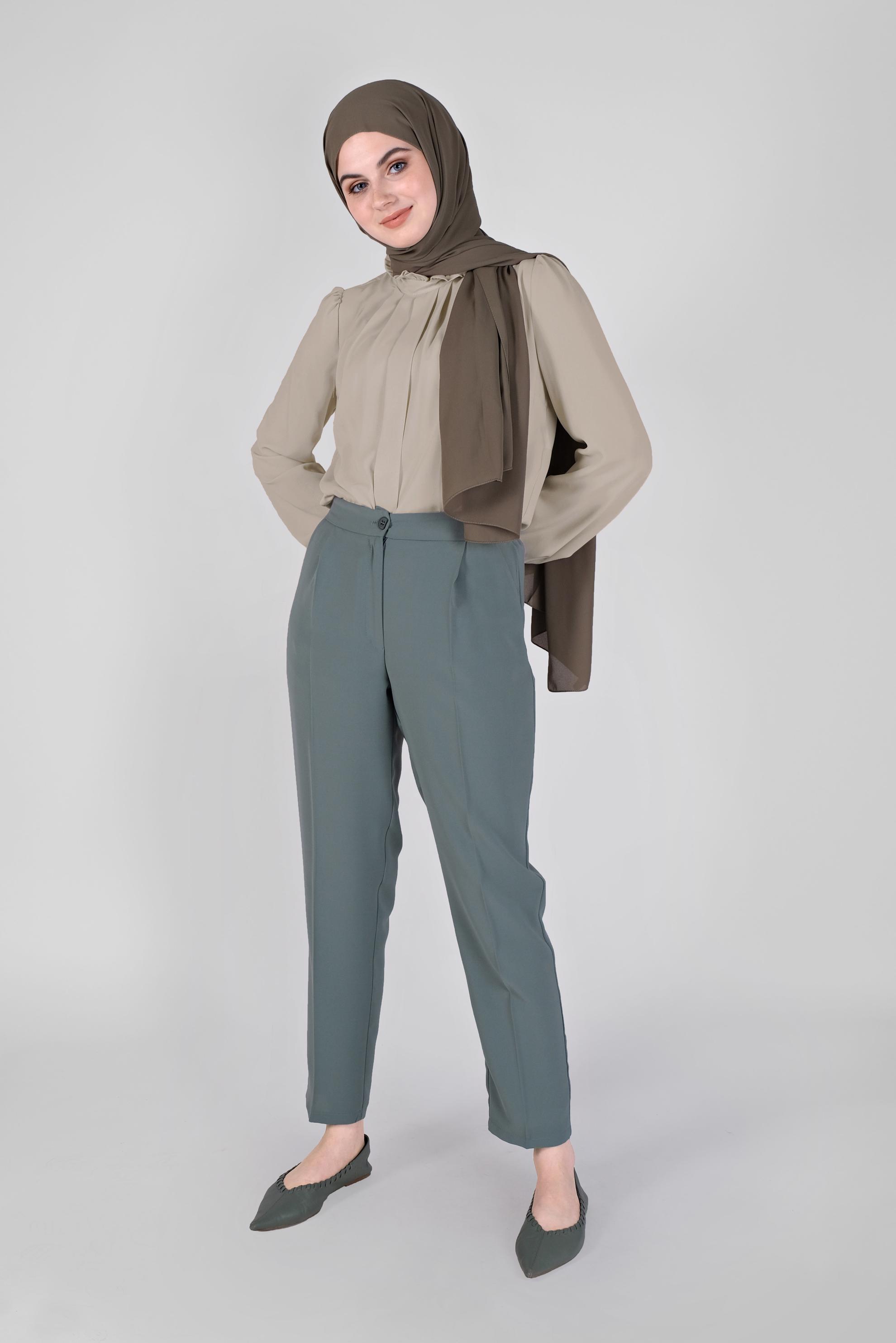 Tesettür giyim EKRU YAKASI FIRFIR DETAYLI TUNİK 41576