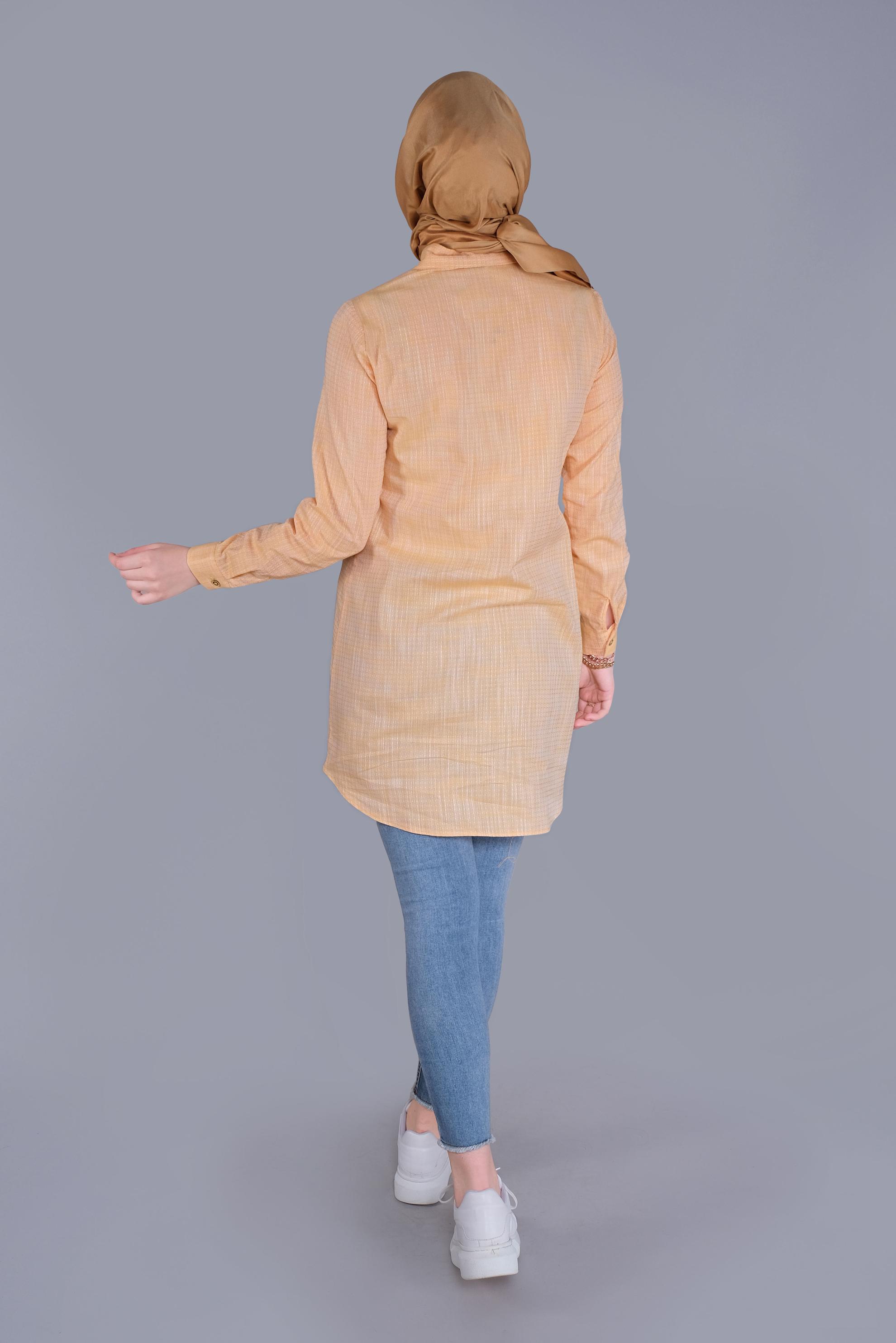 Tesettür giyim SARI DÜĞME DETAYLI TUNİK 41579