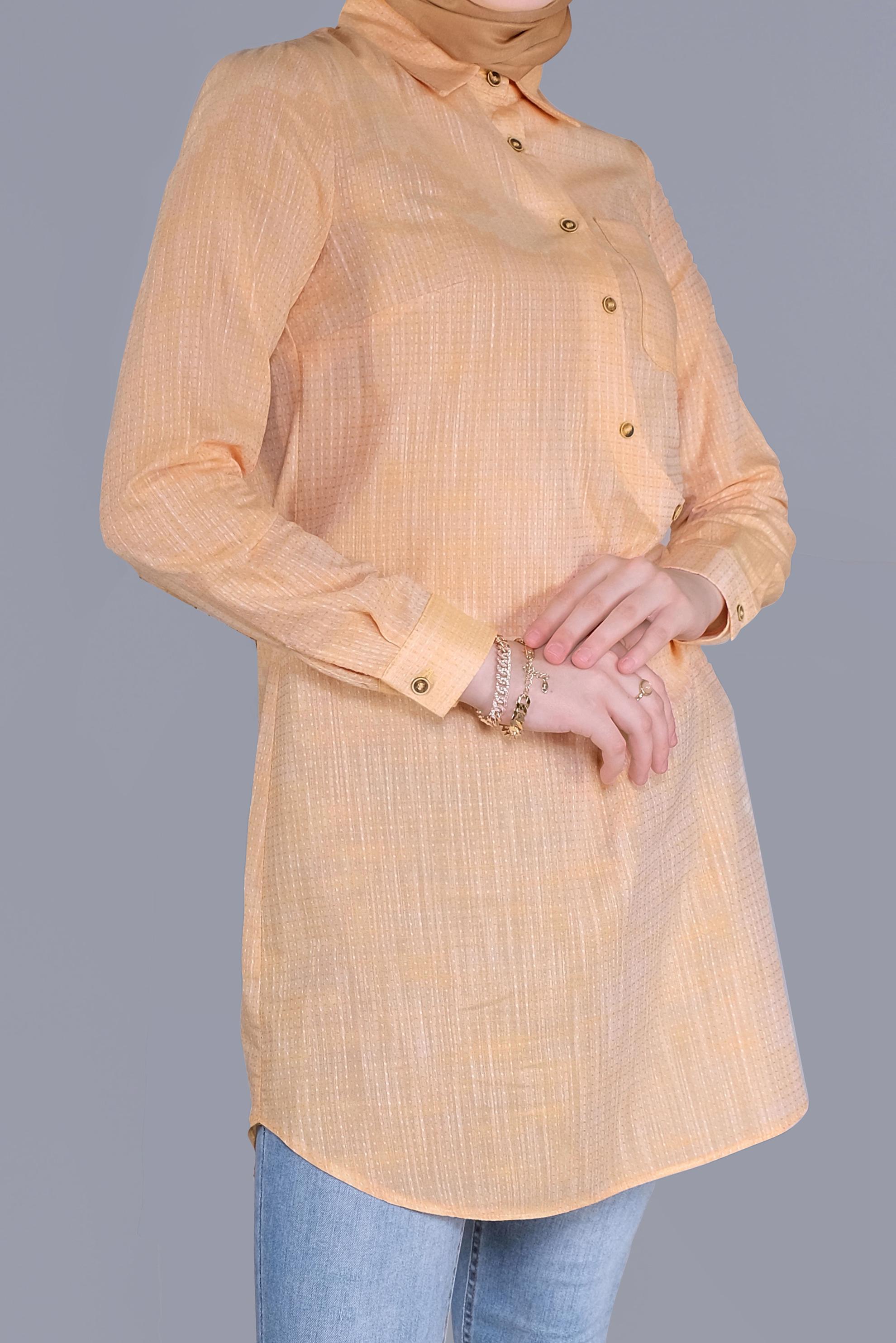 Tesettür giyim SARI DÜĞME DETAYLI TUNİK 41579