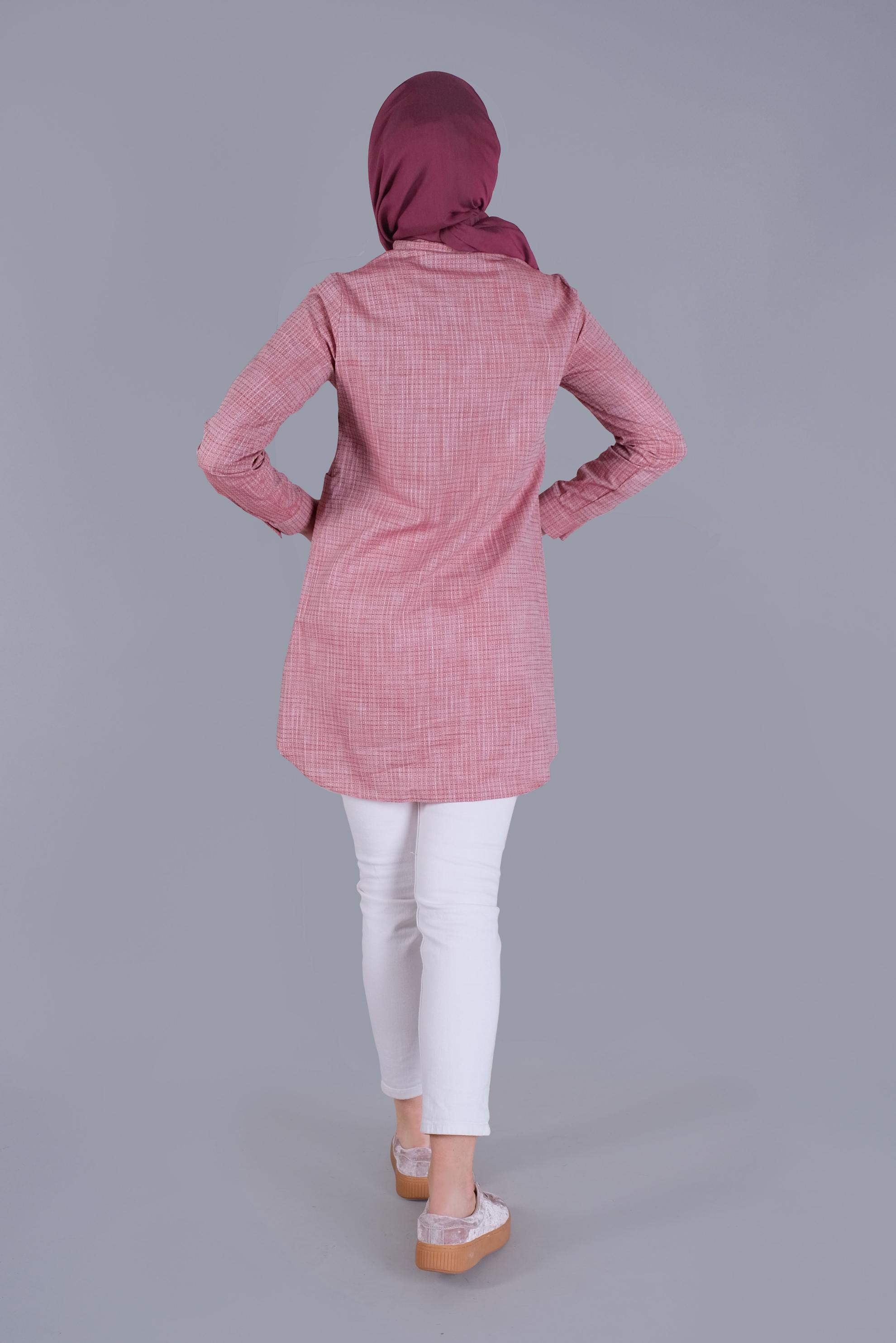 Tesettür giyim BORDO DÜĞME DETAYLI TUNİK 41579