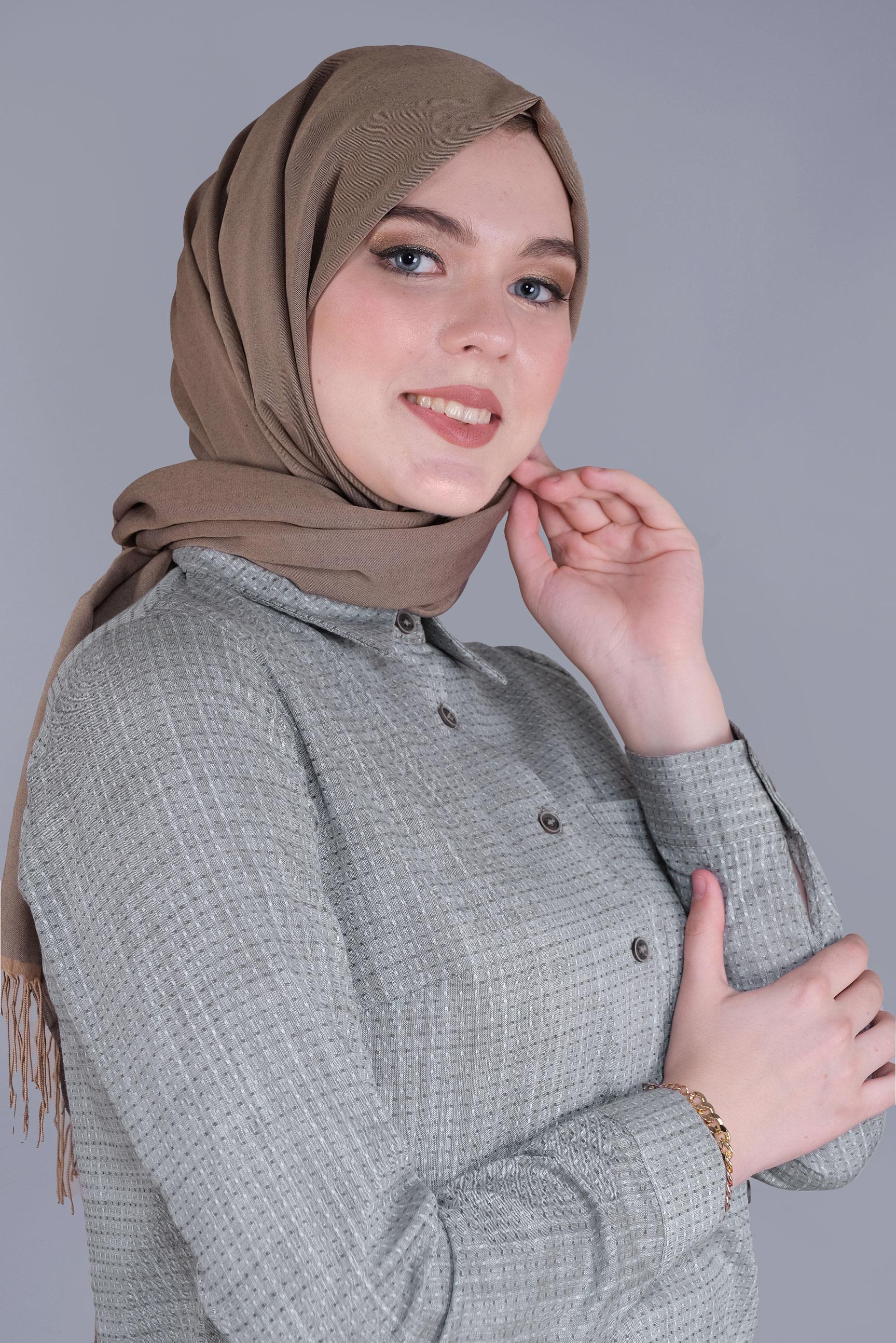 Tesettür giyim HAKİ DÜĞME DETAYLI TUNİK 41579