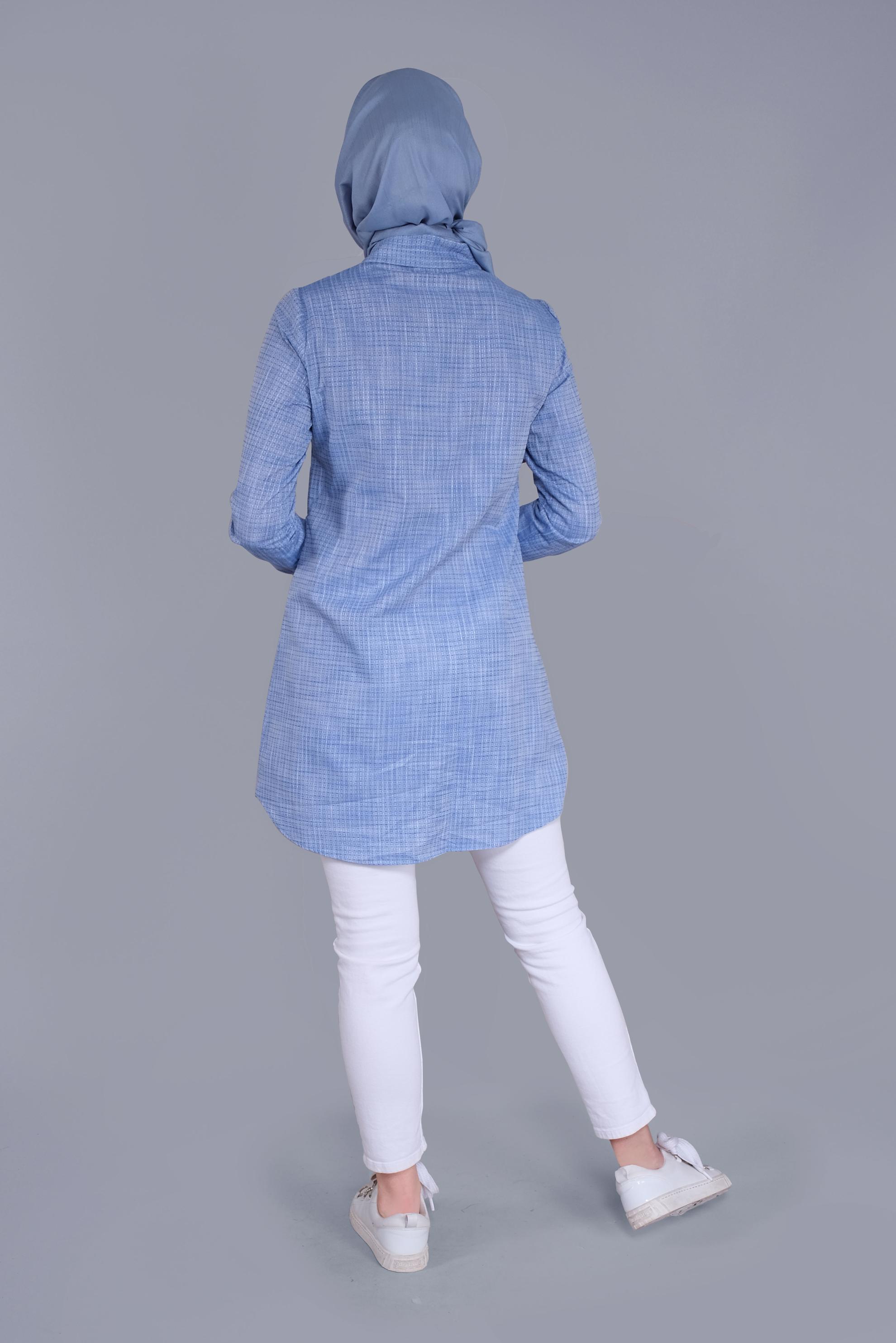 Tesettür giyim LACİVERT DÜĞME DETAYLI TUNİK 41579