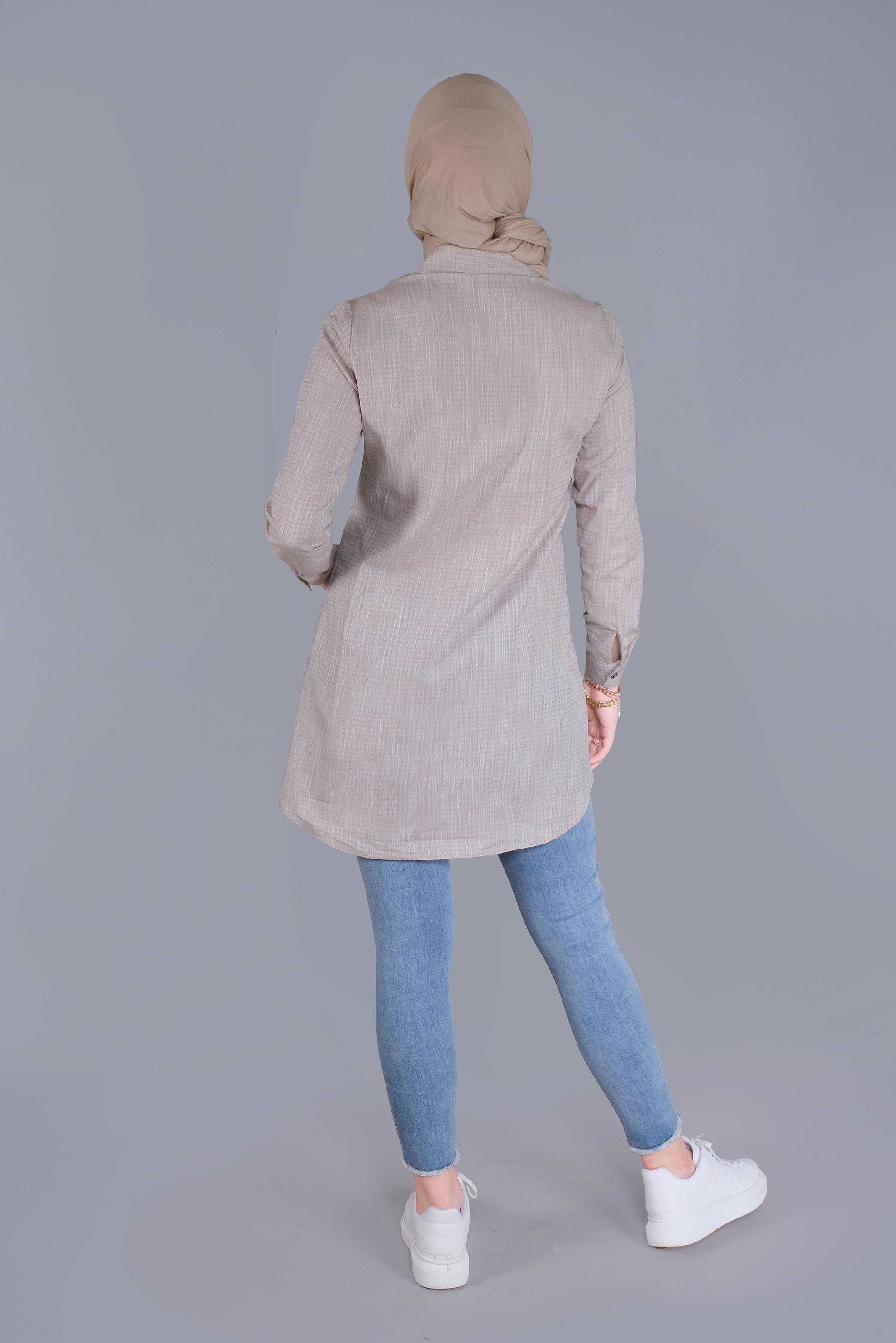 Tesettür giyim KUM DÜĞME DETAYLI TUNİK 41579