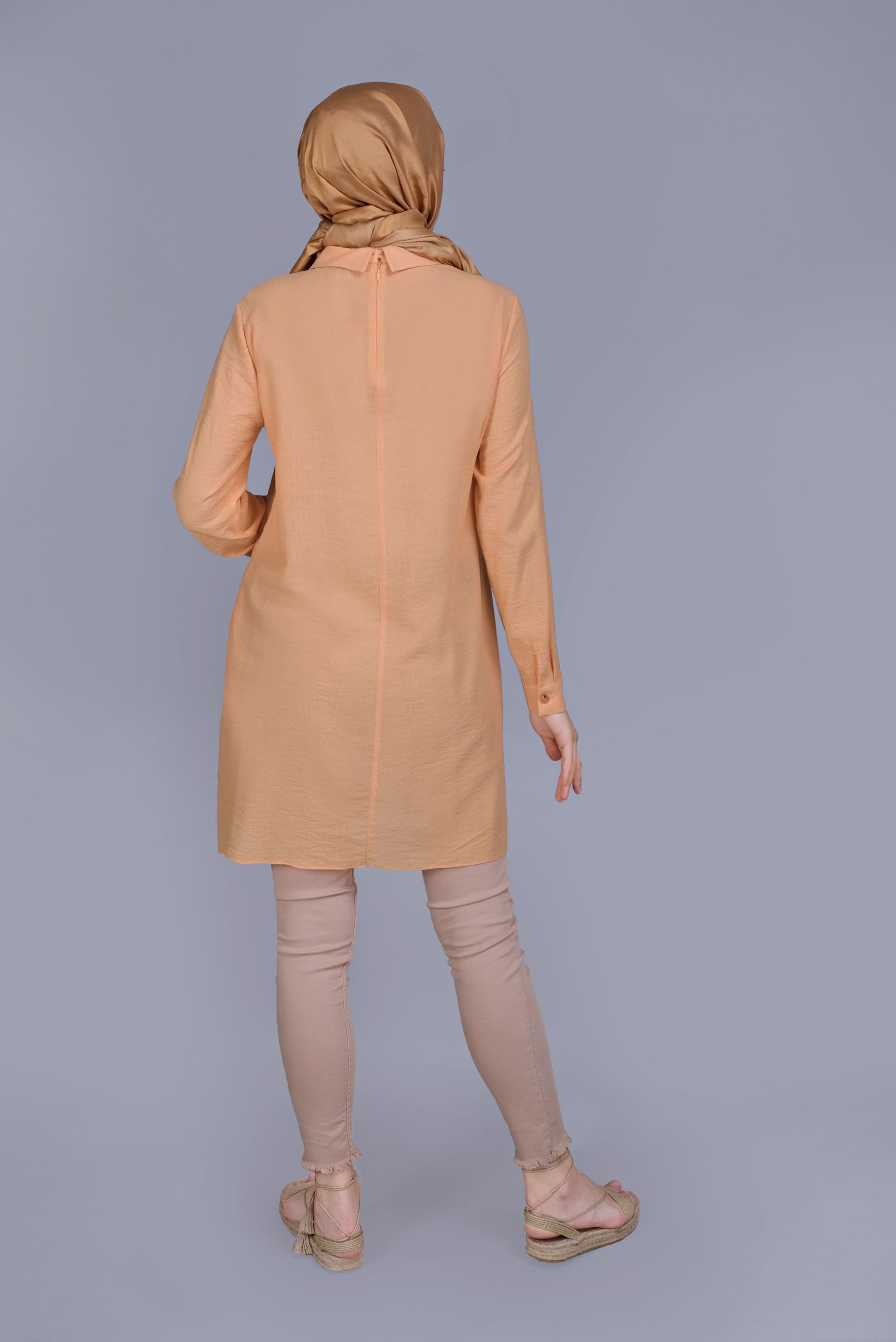 Tesettür giyim TURUNCU PAPATYA NAKIŞLI TUNİK 41599 