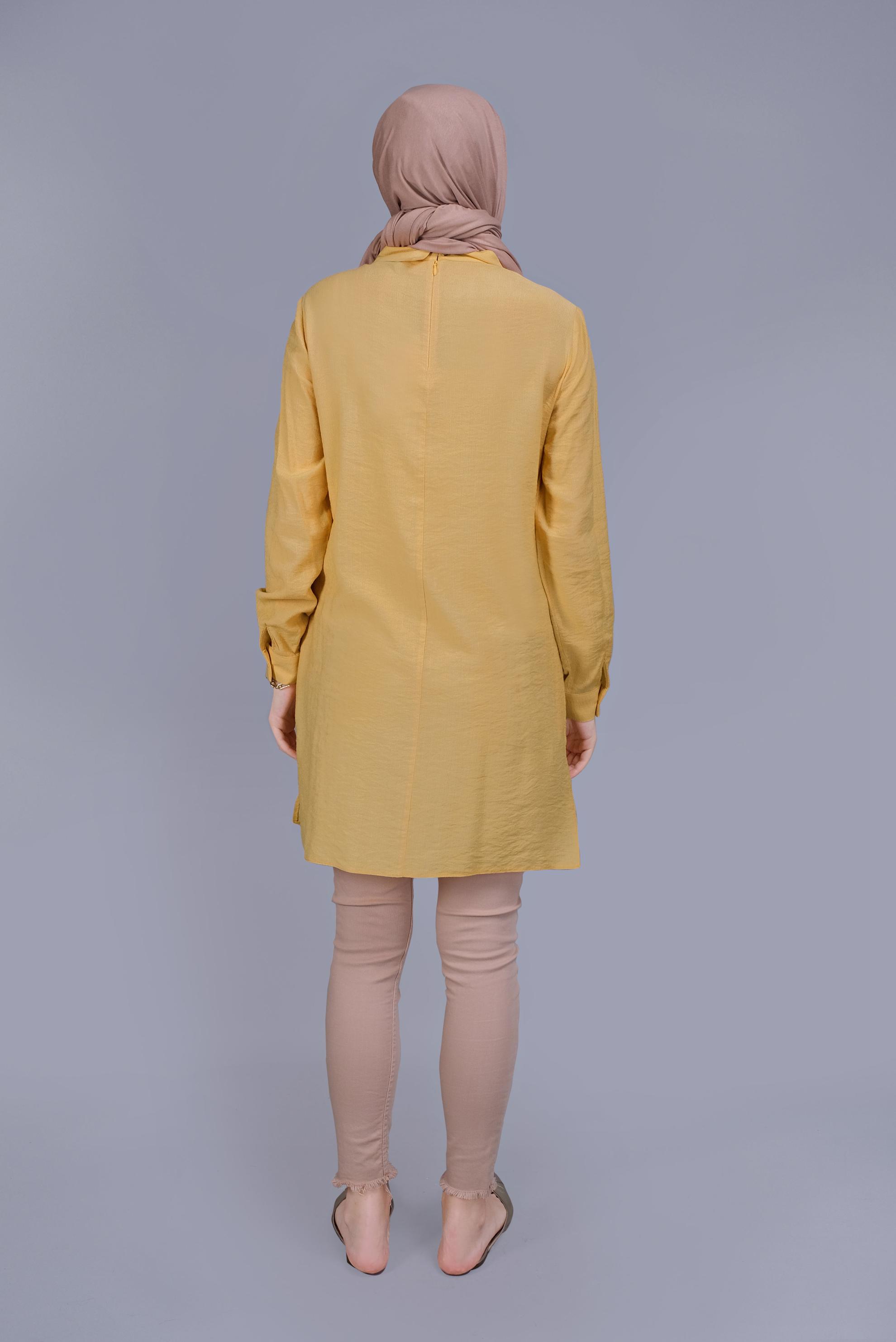 Tesettür giyim SARI PAPATYA NAKIŞLI TUNİK 41599 