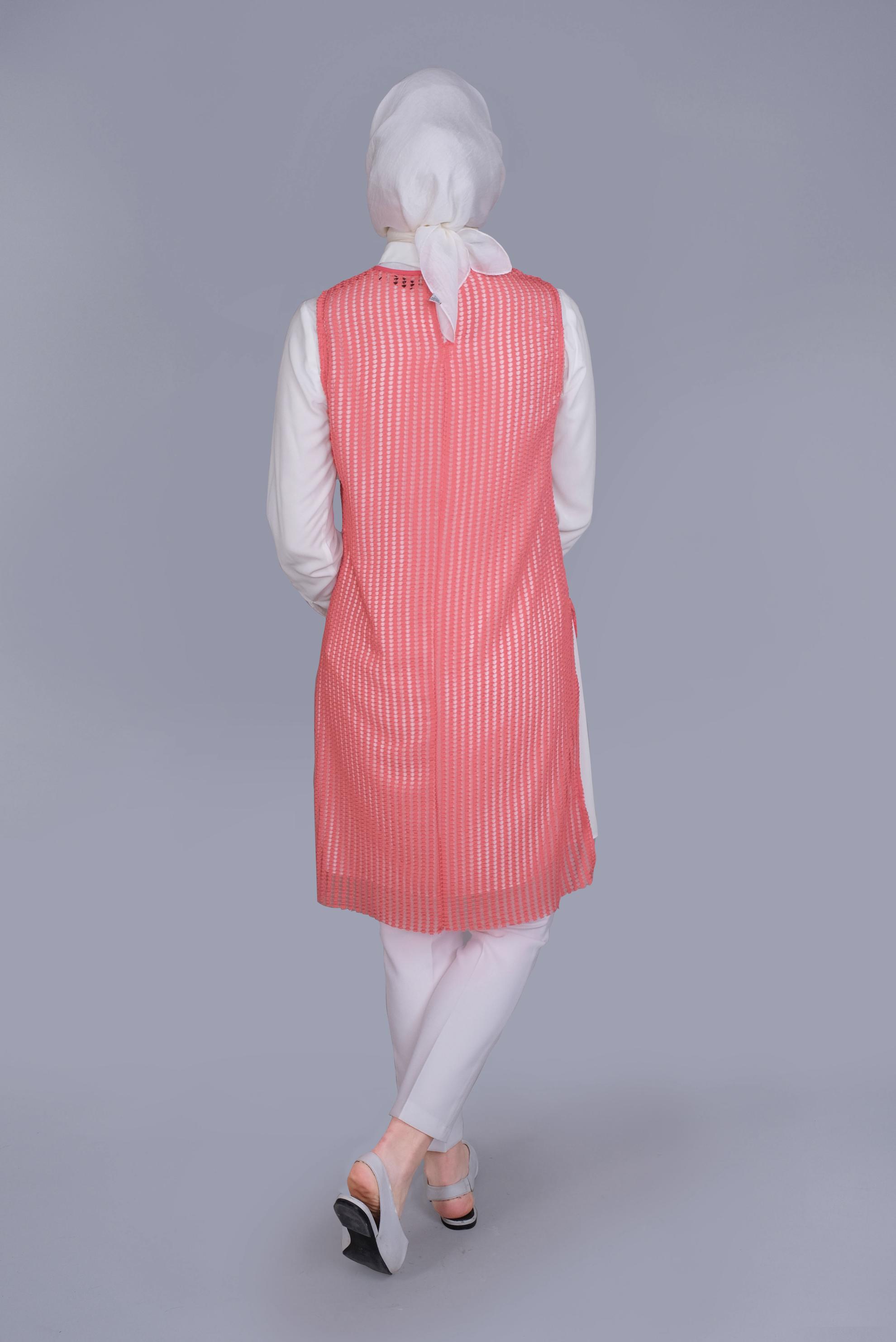 Tesettür giyim MERCAN CEP DETAYLI İKİLİ TUNİK 41602 