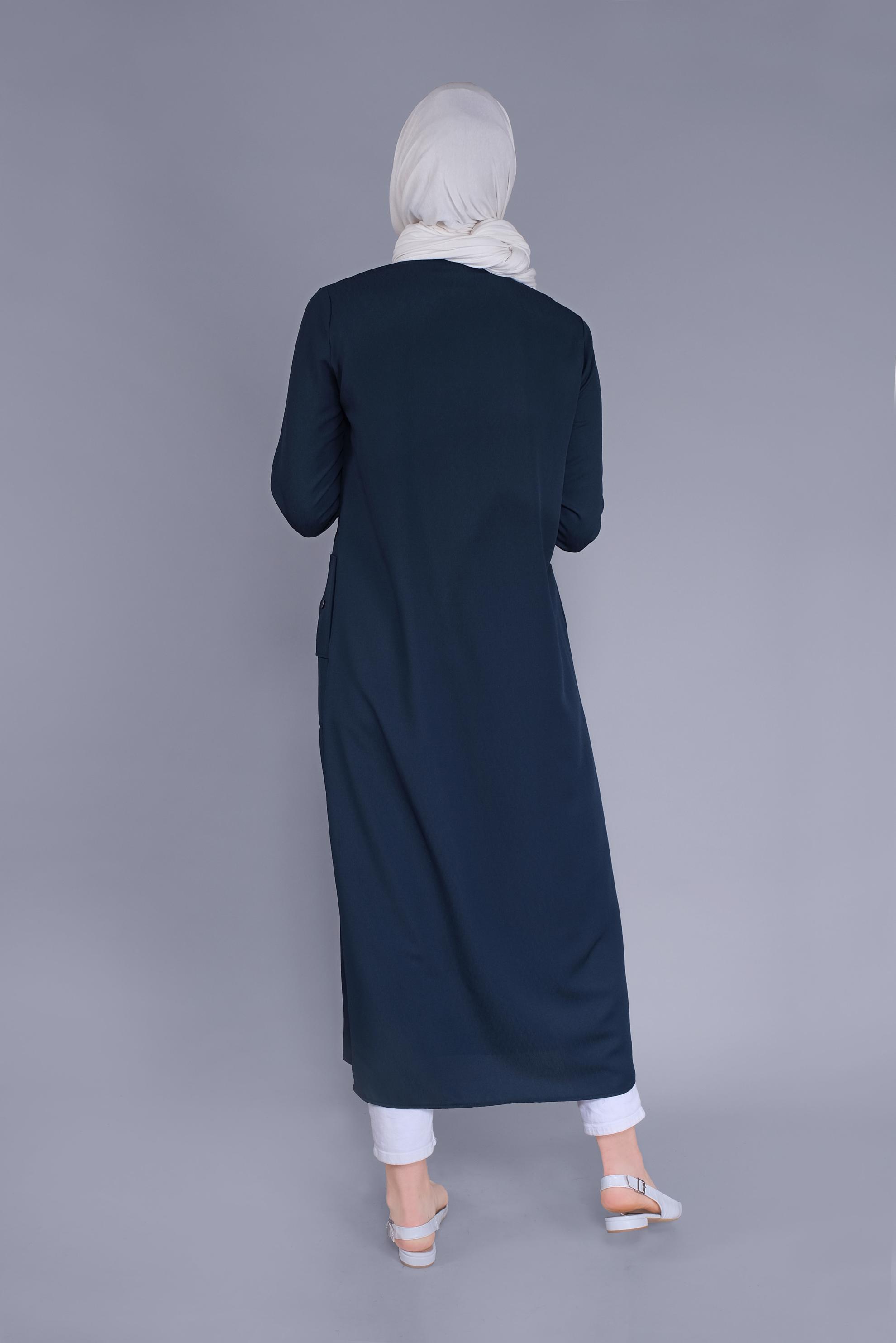 Tesettür giyim LACİVERT BOYDAN DÜĞMELİ TUNİK 41603 