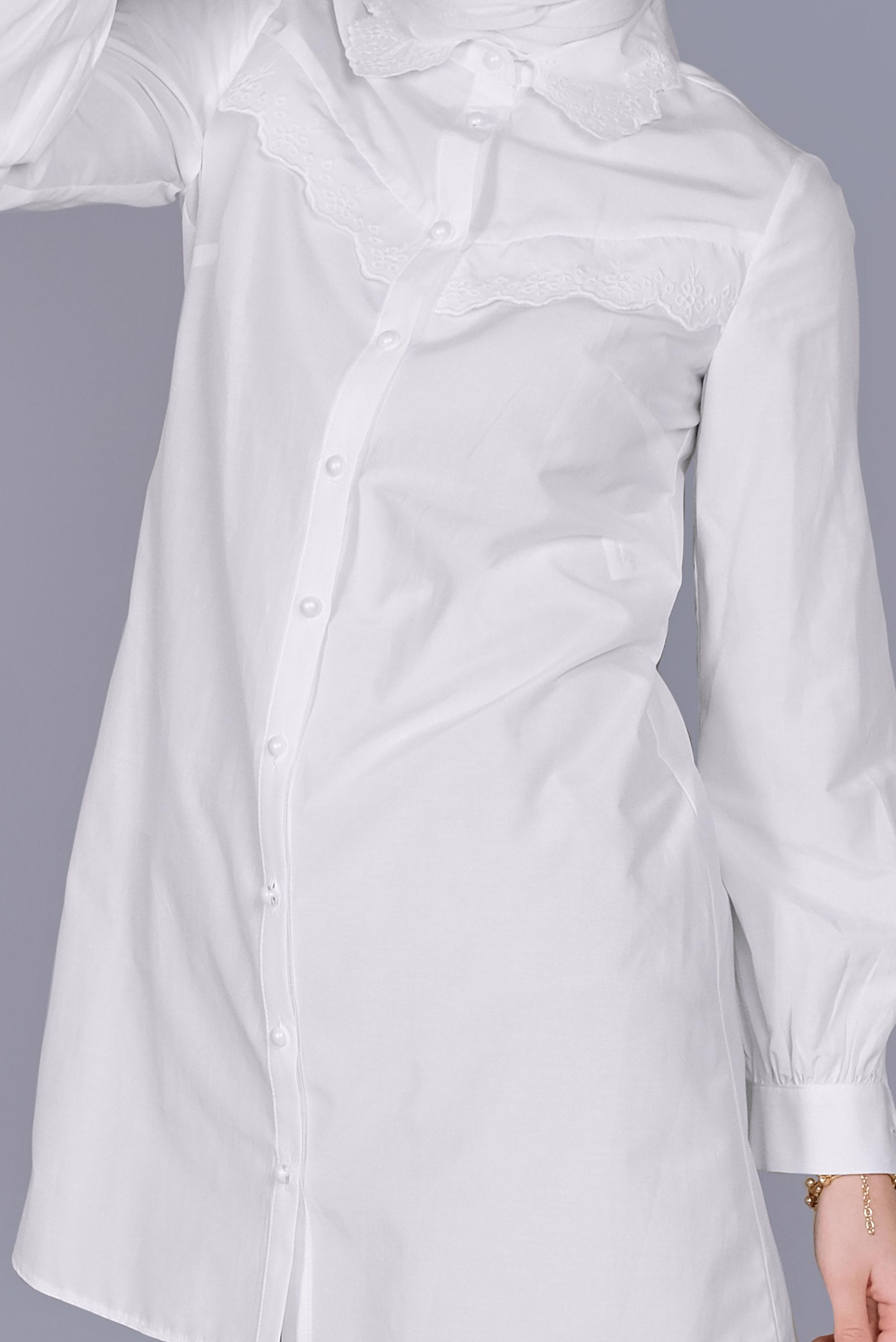 Tesettür giyim BEYAZ PAMUKLU  BOYDAN DÜĞMELİ TUNİK 41640