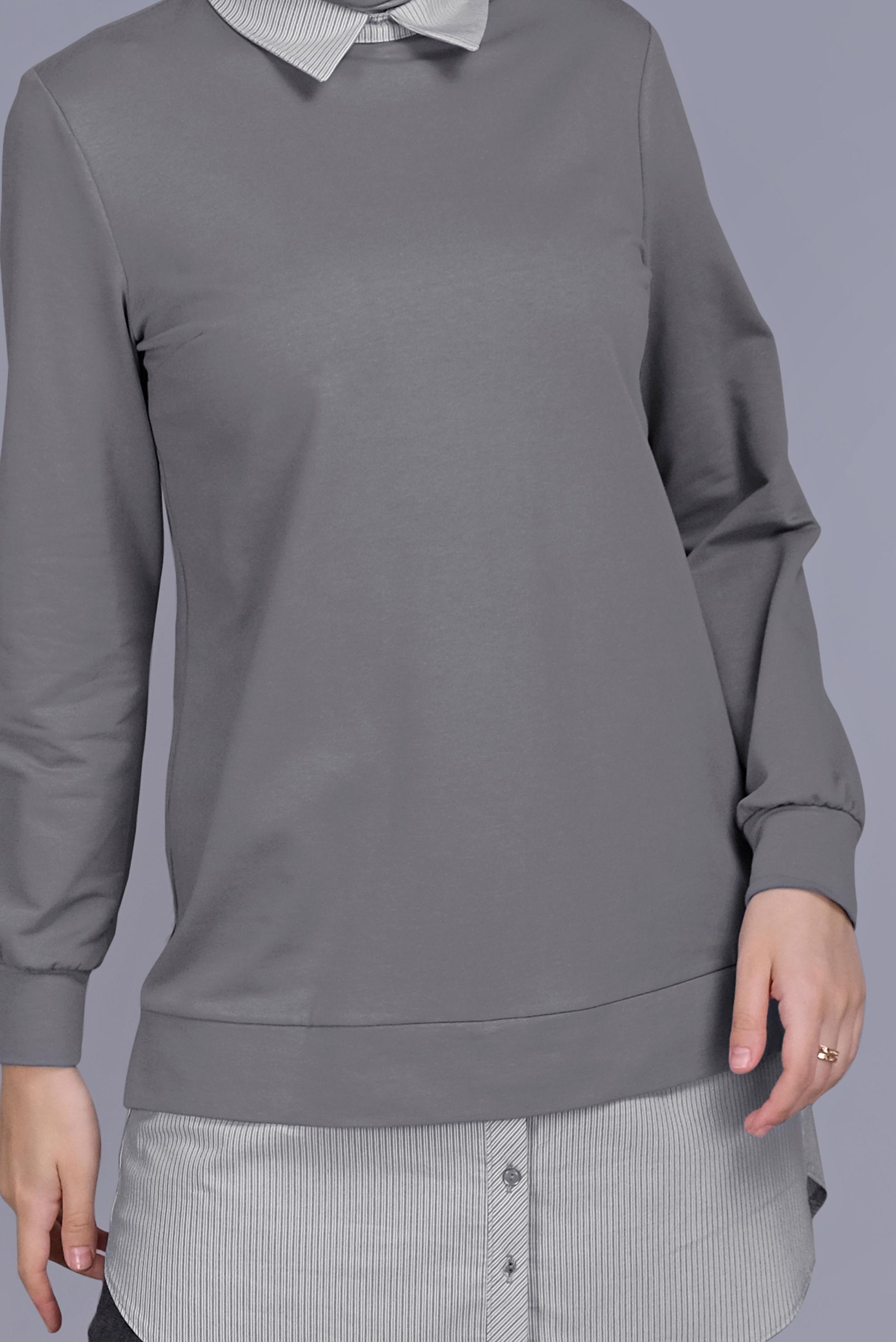 Tesettür giyim GRİ PAMUKLU İKİ PARÇALI TUNİK 41654 