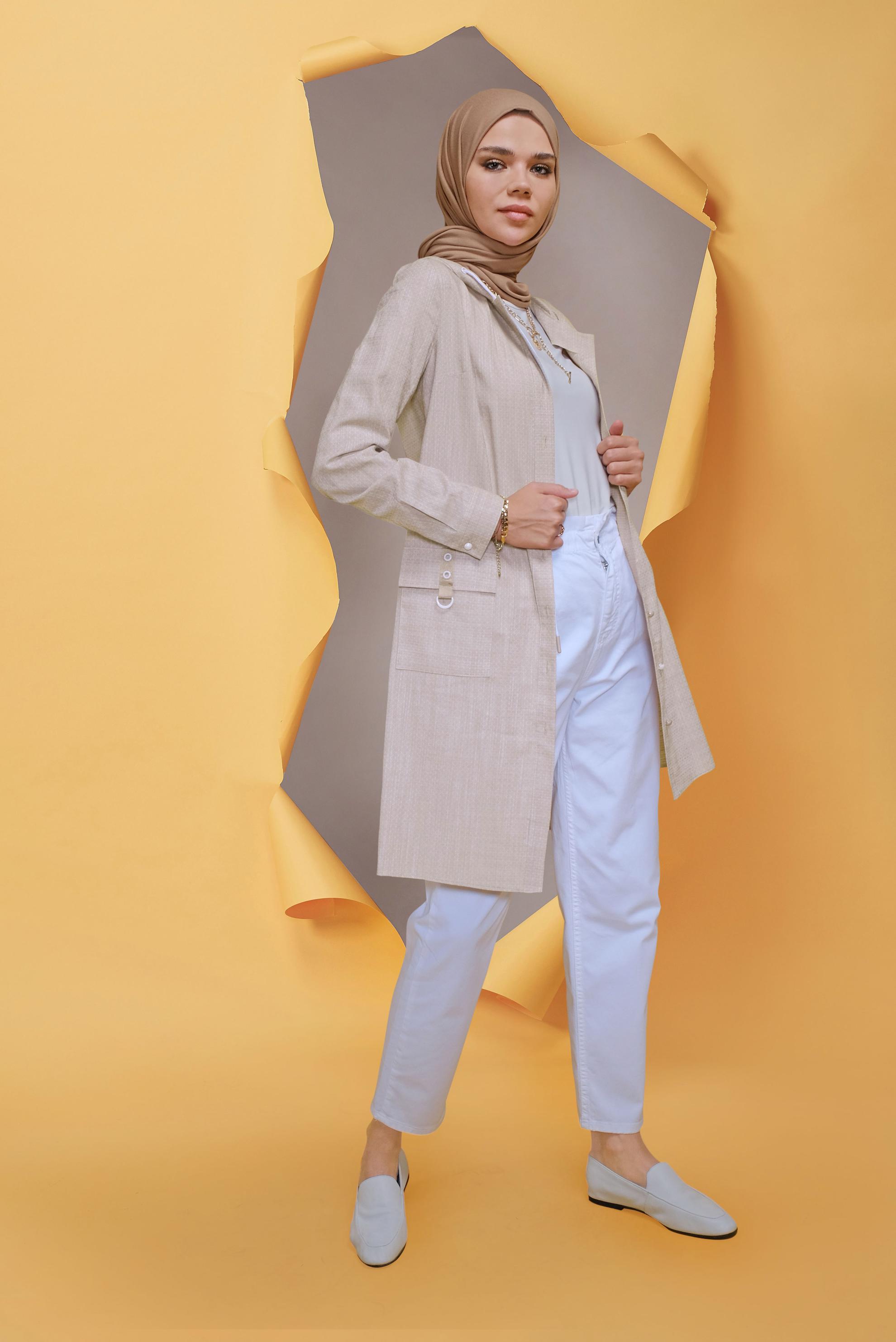 Tesettür giyim BEJ 41681 27201 TUNİK 38/46 TEK40