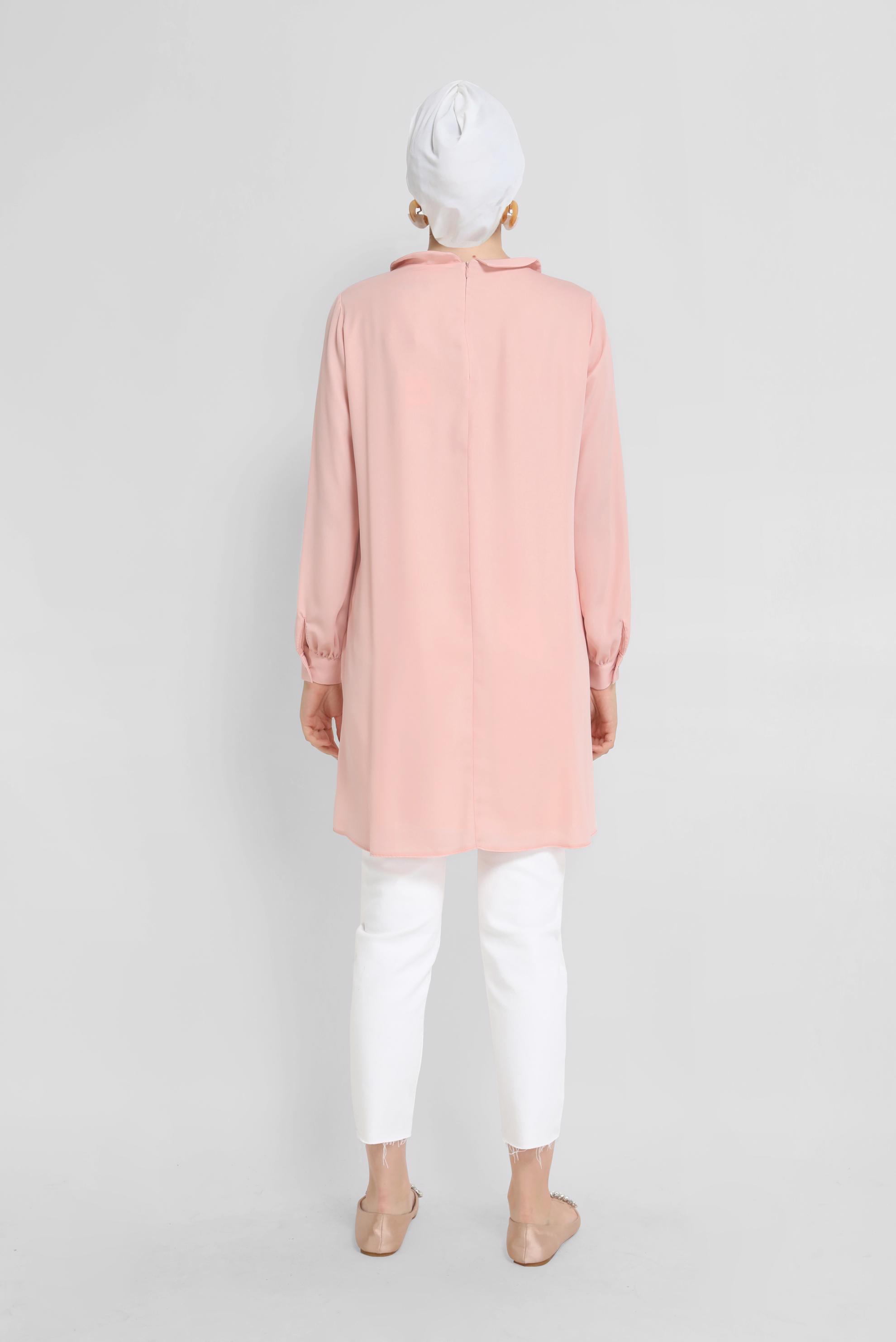 Tesettür giyim PUDRA ZİNCİR DETAYLI TUNİK 41746 