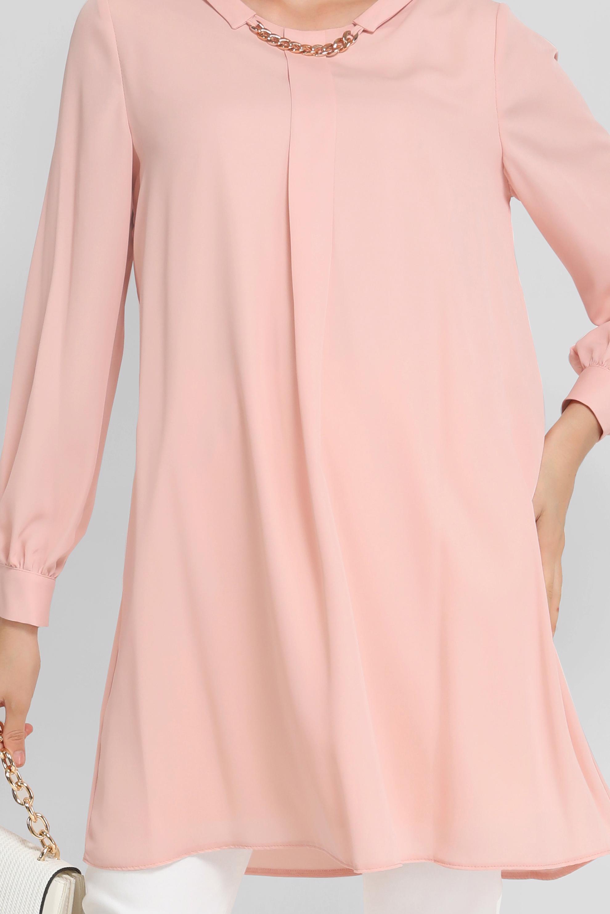 Tesettür giyim PUDRA ZİNCİR DETAYLI TUNİK 41746 