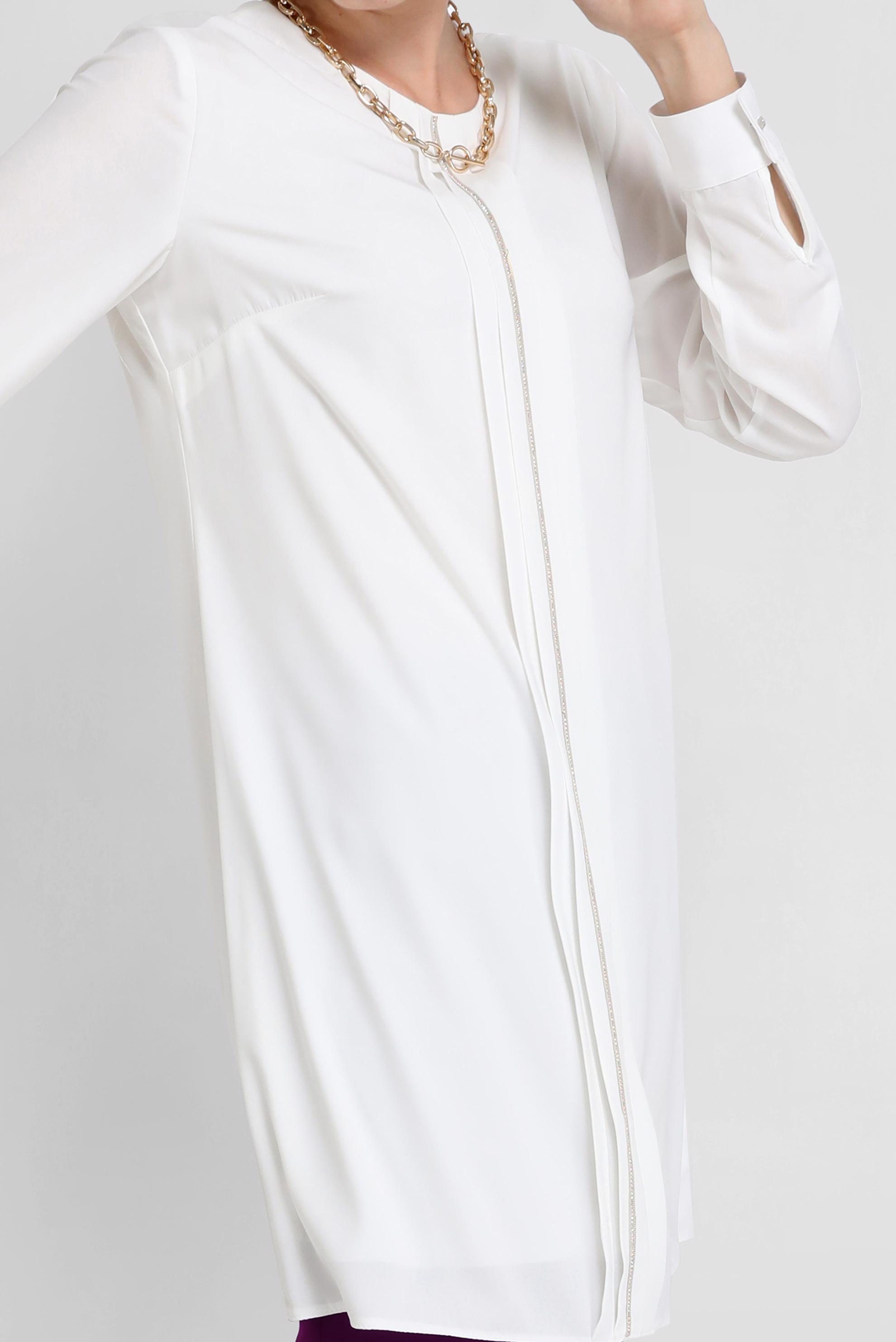 Tesettür giyim BEYAZ TAŞ BASKILI TUNİK 41774 