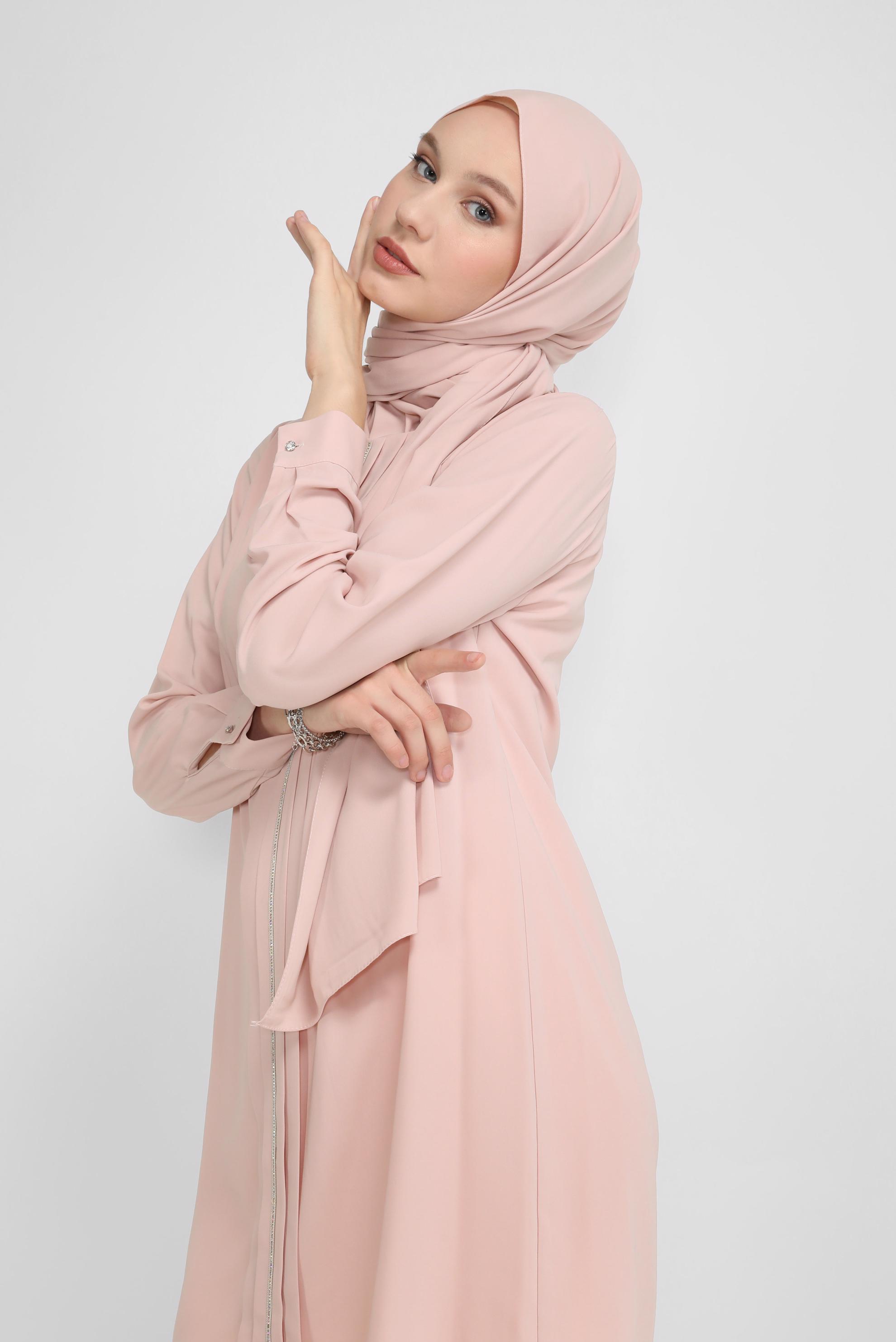 Tesettür giyim PUDRA TAŞ BASKILI TUNİK 41774 