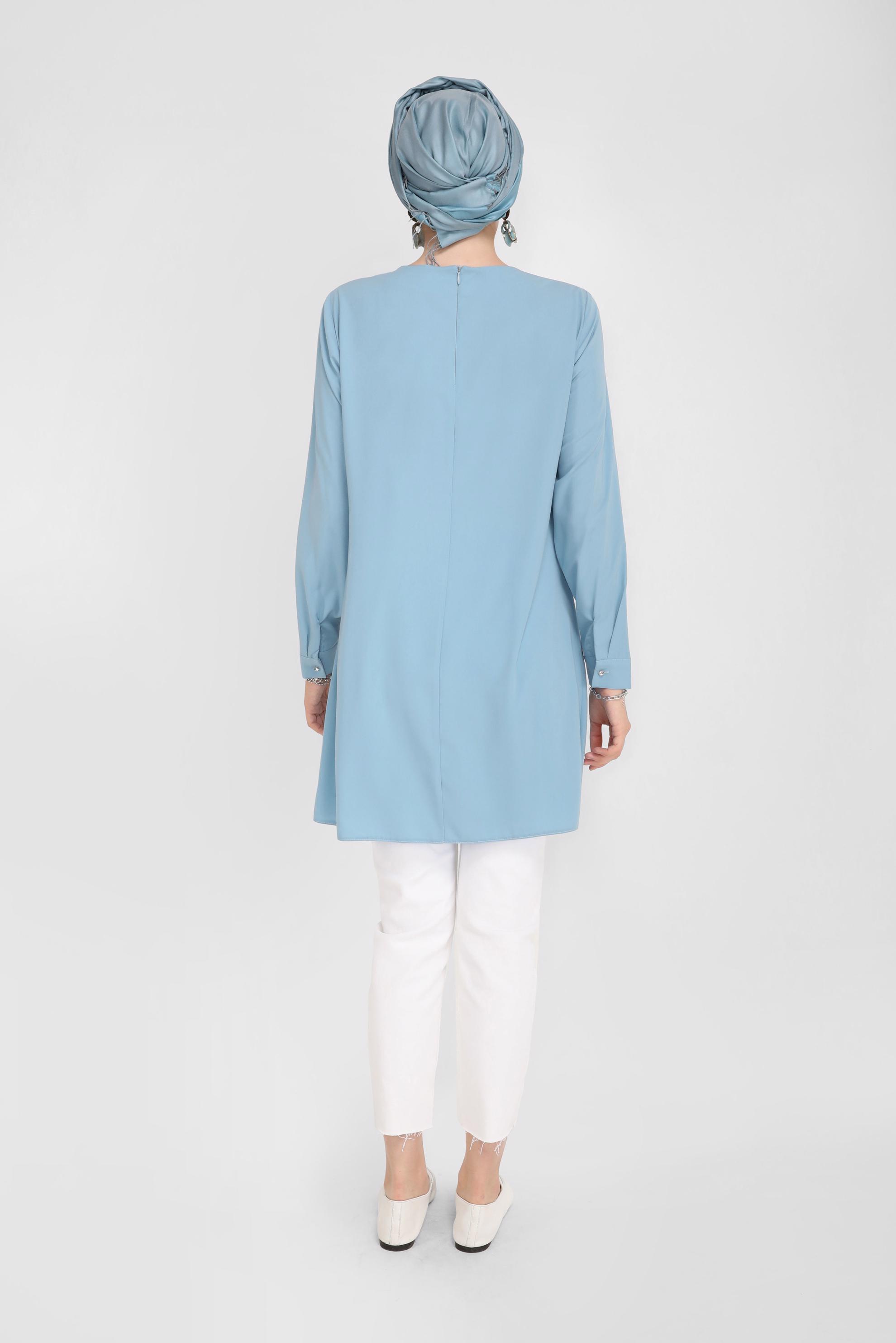 Tesettür giyim BEYAZ TAŞ BASKILI TUNİK 41774 