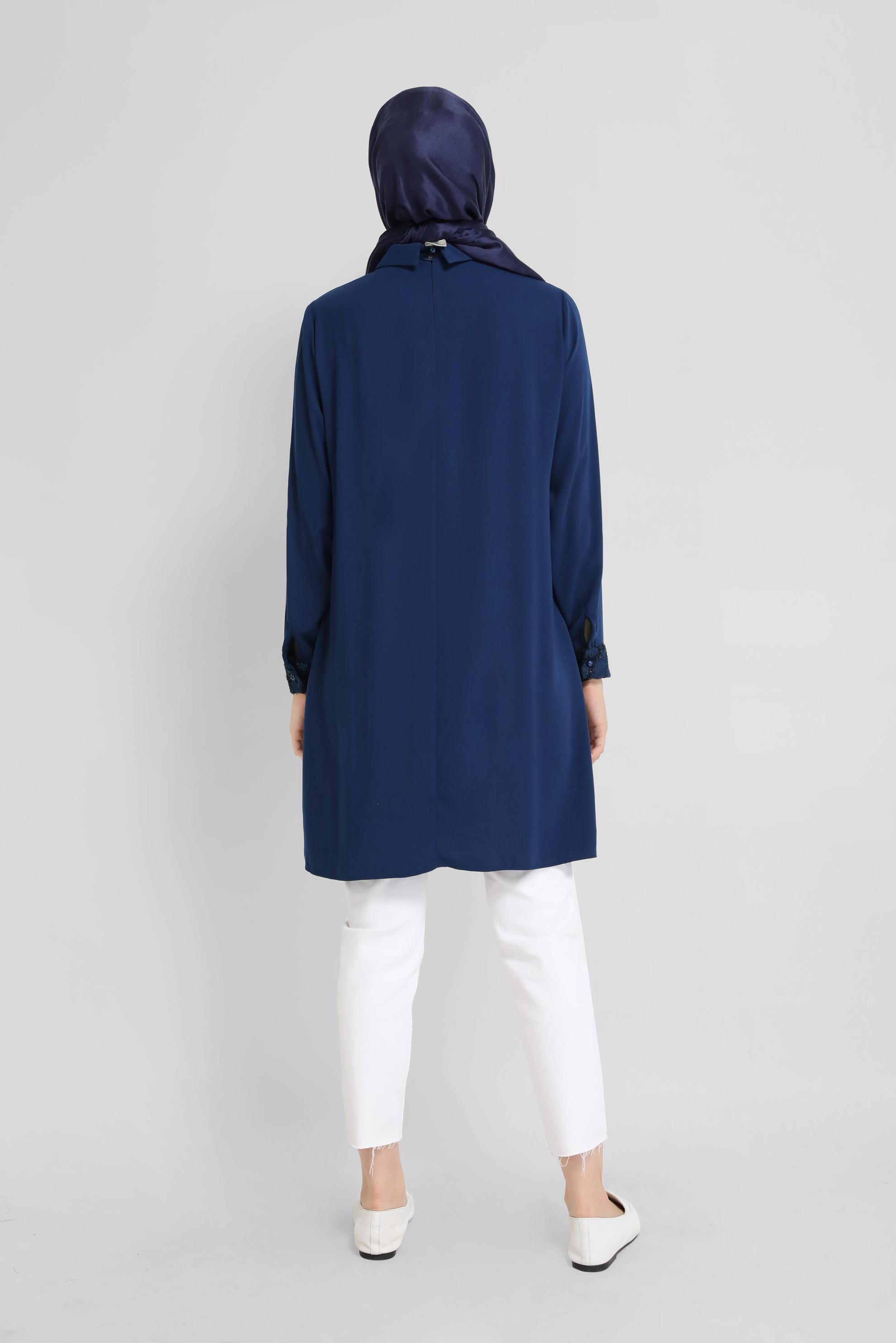 Tesettür giyim LACİVERT  GÜPÜR DETAYLI TUNİK 41783