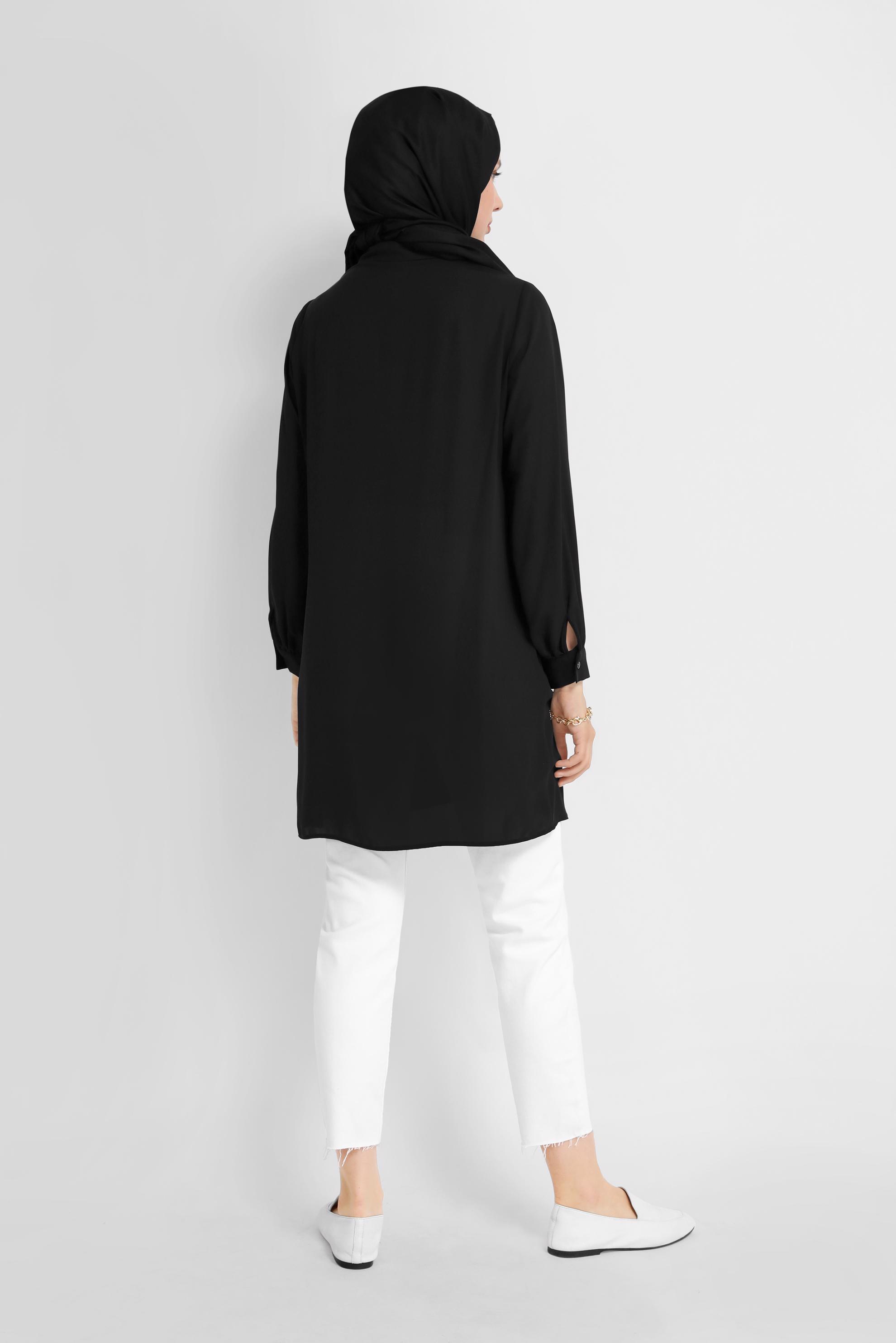 Tesettür giyim SİYAH YAKA DETAYLI TUNİK 41784