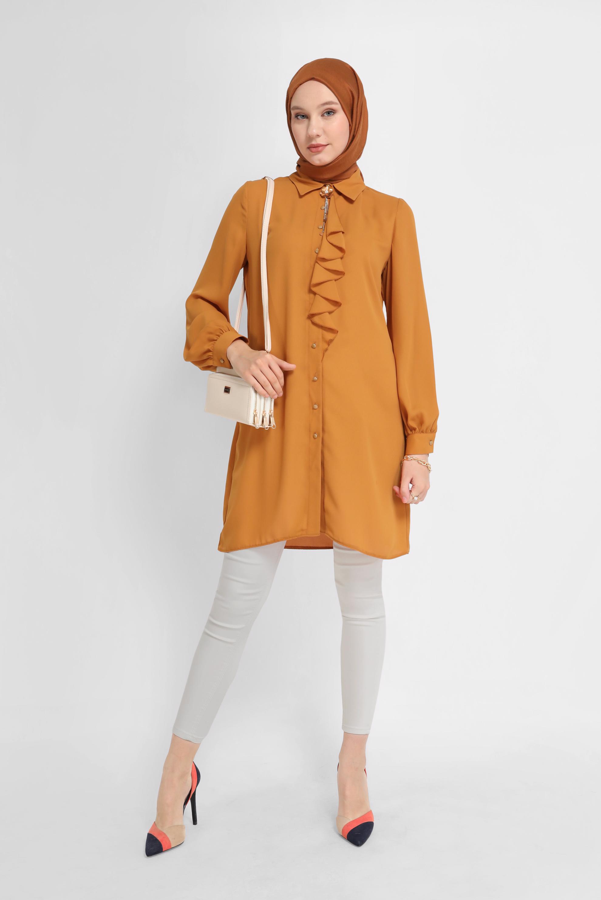 Tesettür giyim SARI YAKA DETAYLI TUNİK 41784