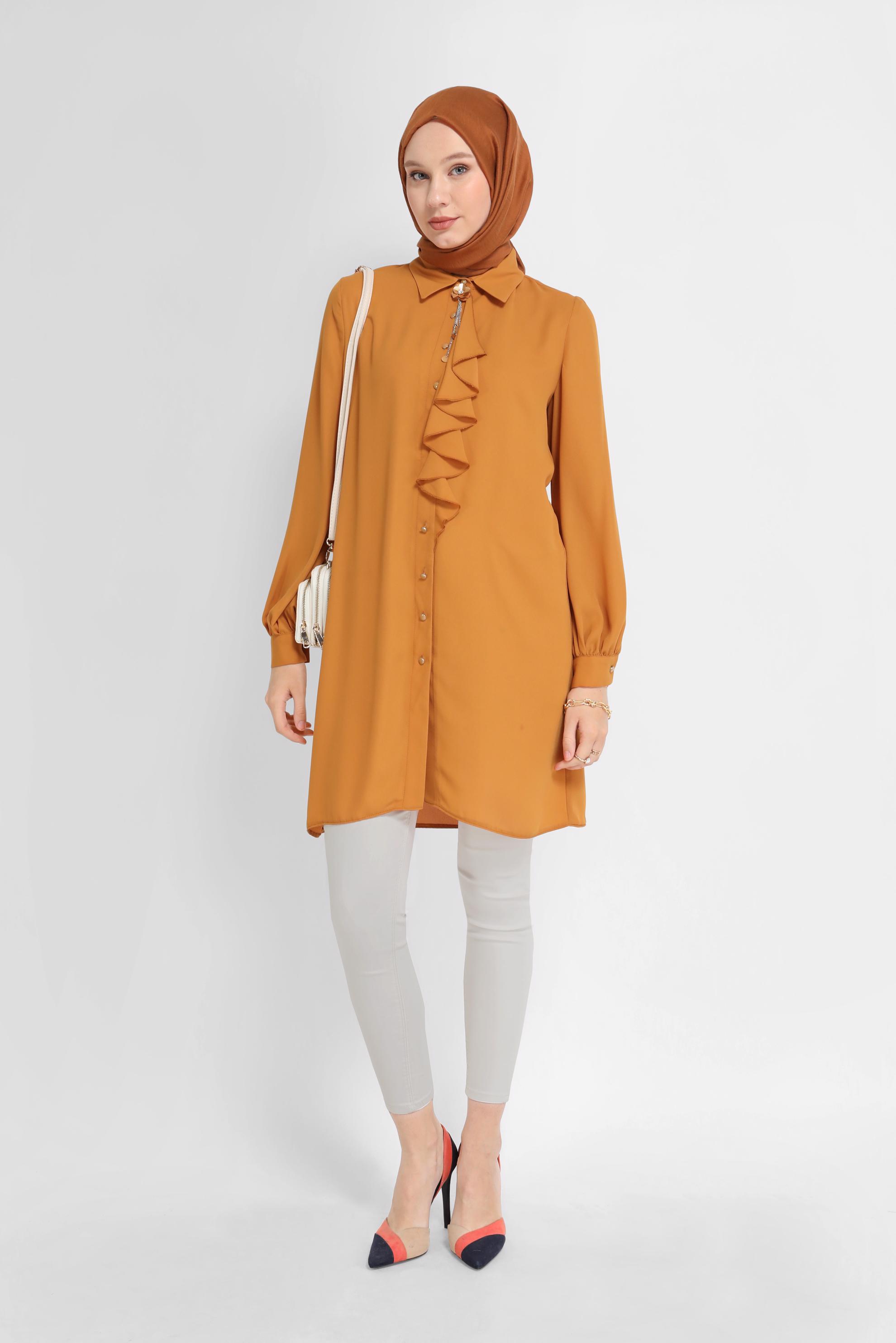 Tesettür giyim SARI YAKA DETAYLI TUNİK 41784