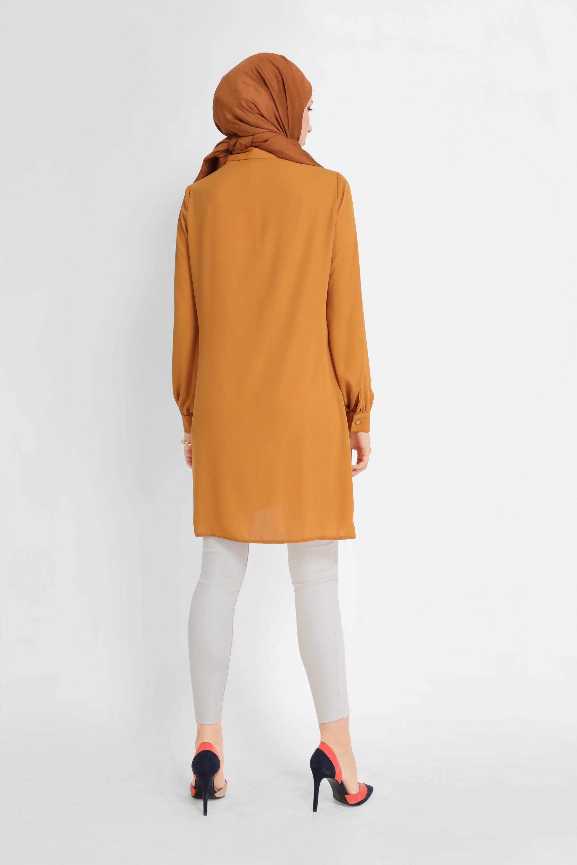 Tesettür giyim SARI YAKA DETAYLI TUNİK 41784