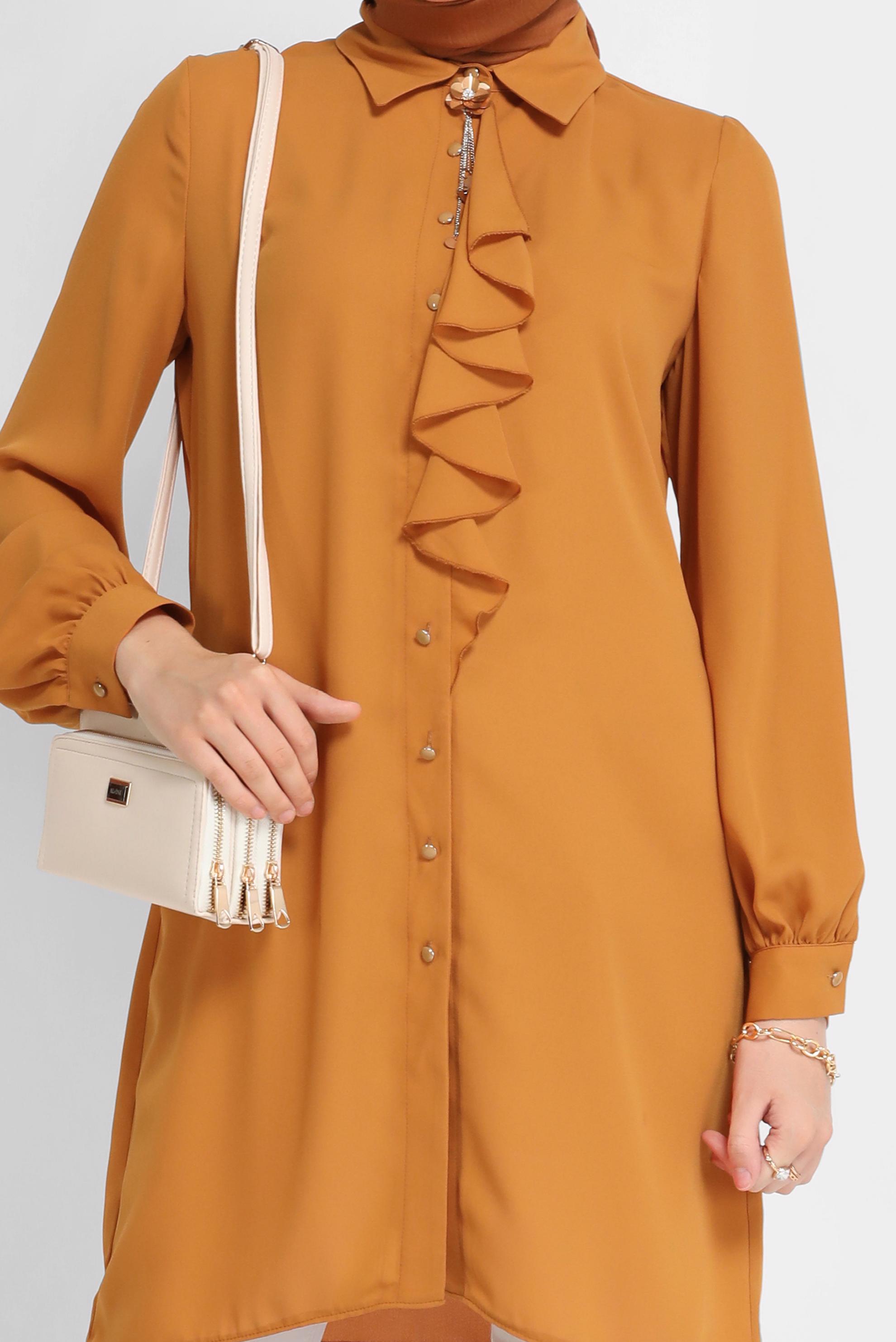 Tesettür giyim SARI YAKA DETAYLI TUNİK 41784