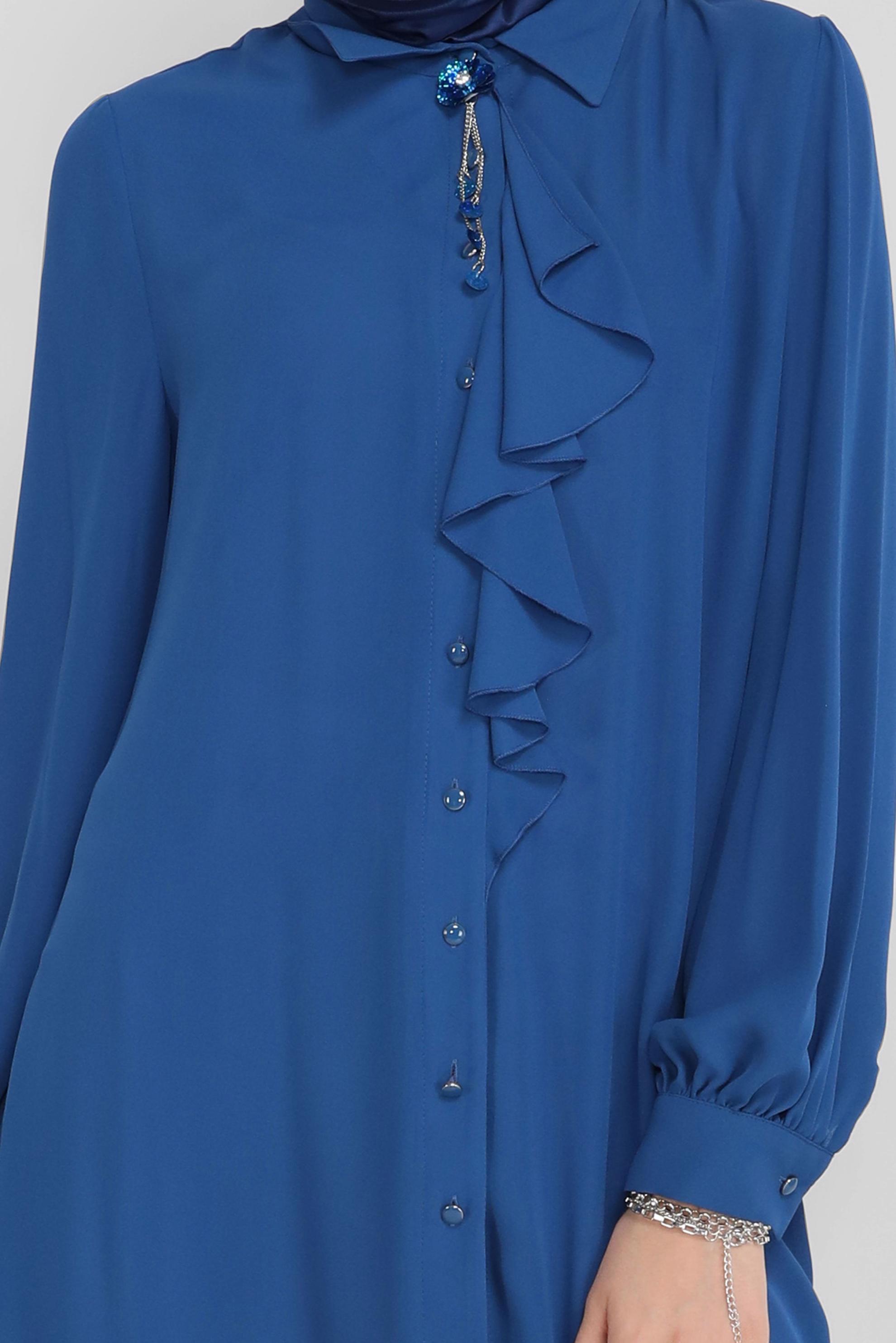 Tesettür giyim LACİVERT YAKA DETAYLI TUNİK 41784