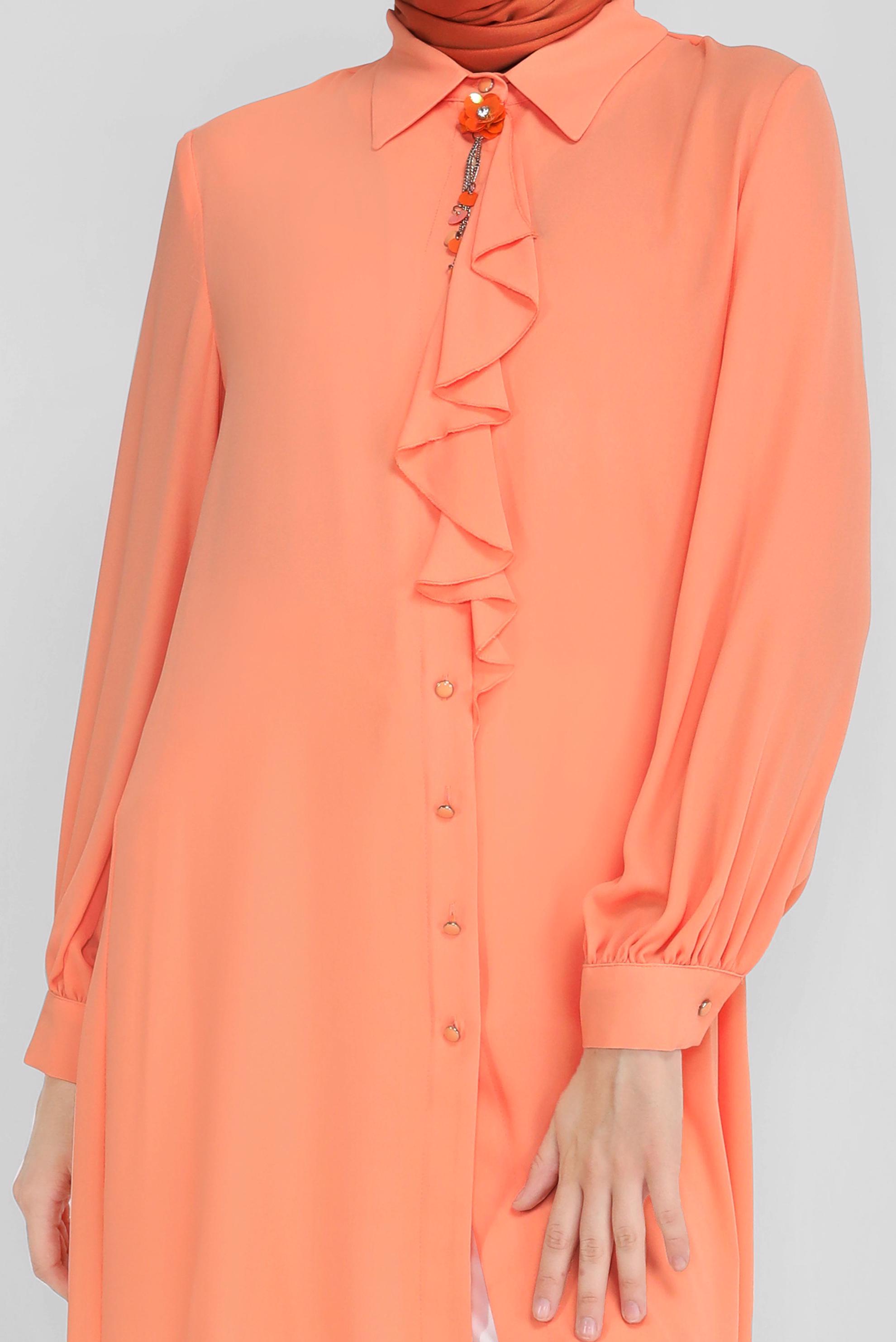 Tesettür giyim PUDRA YAKA DETAYLI TUNİK 41784