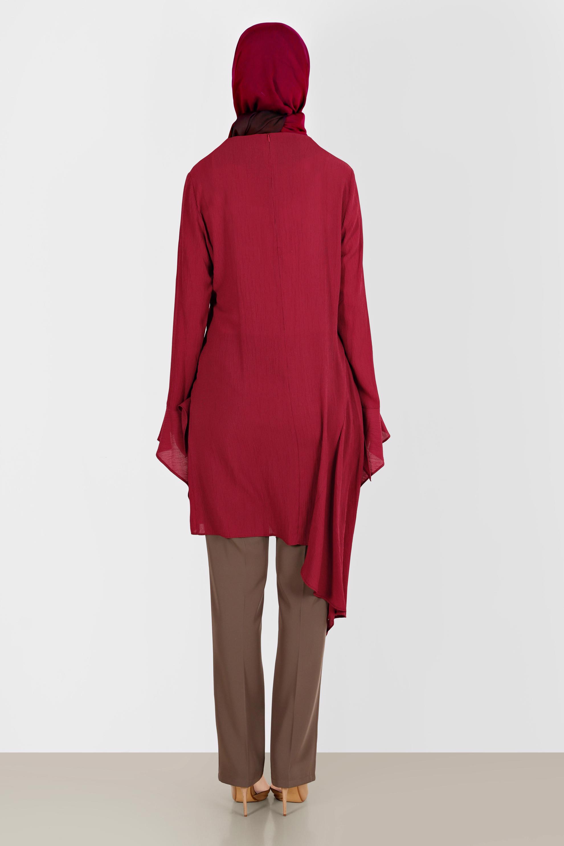 Hijab clothing CLARET RED ASYMMETRIC CUT TUNIC 41786  