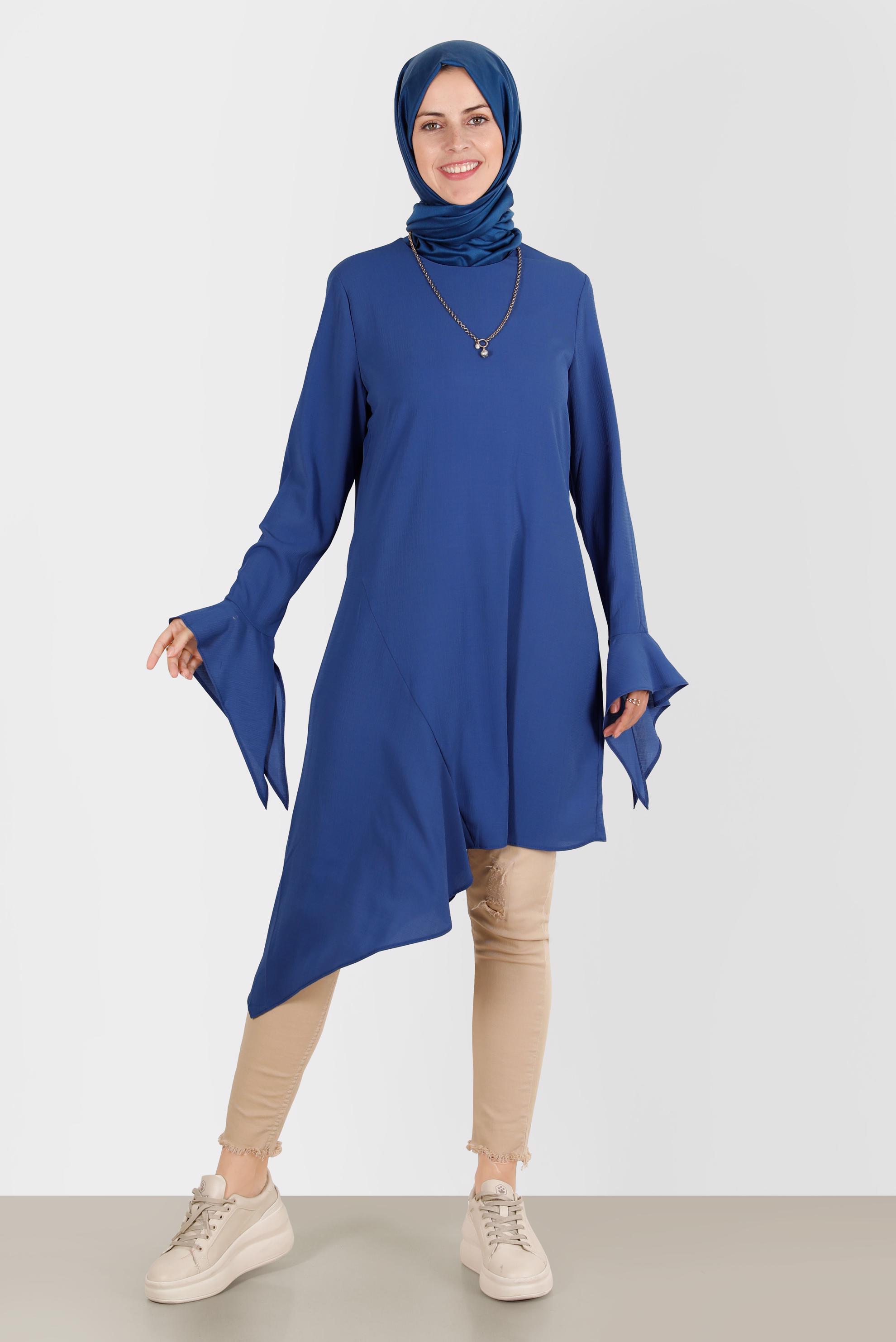 Tesettür giyim LACİVERT ASİMETRİK KESİM TUNİK 41786  