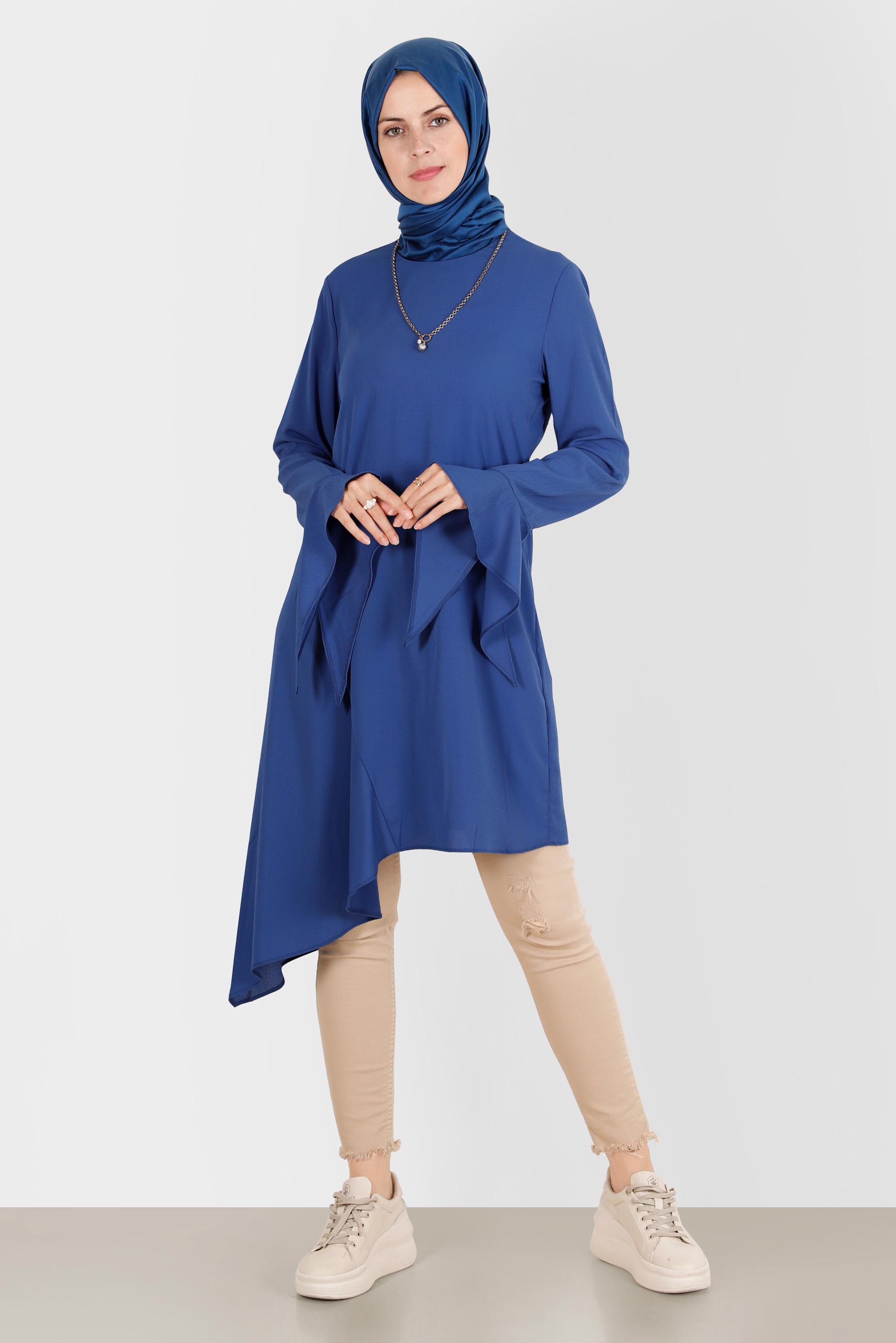 Tesettür giyim LACİVERT ASİMETRİK KESİM TUNİK 41786  