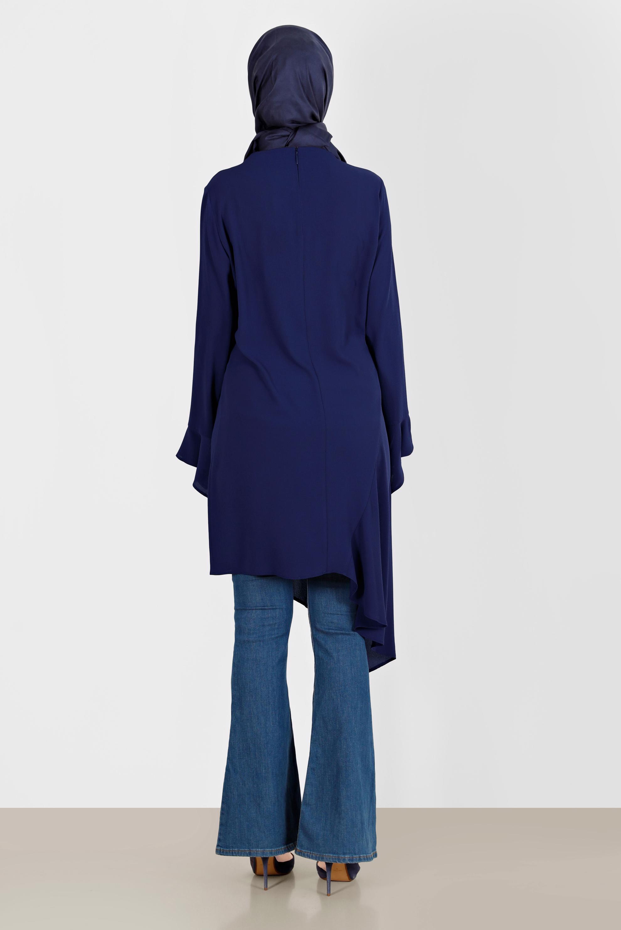 Hijab clothing NAVY BLUE ASYMMETRIC CUT TUNIC 41786  