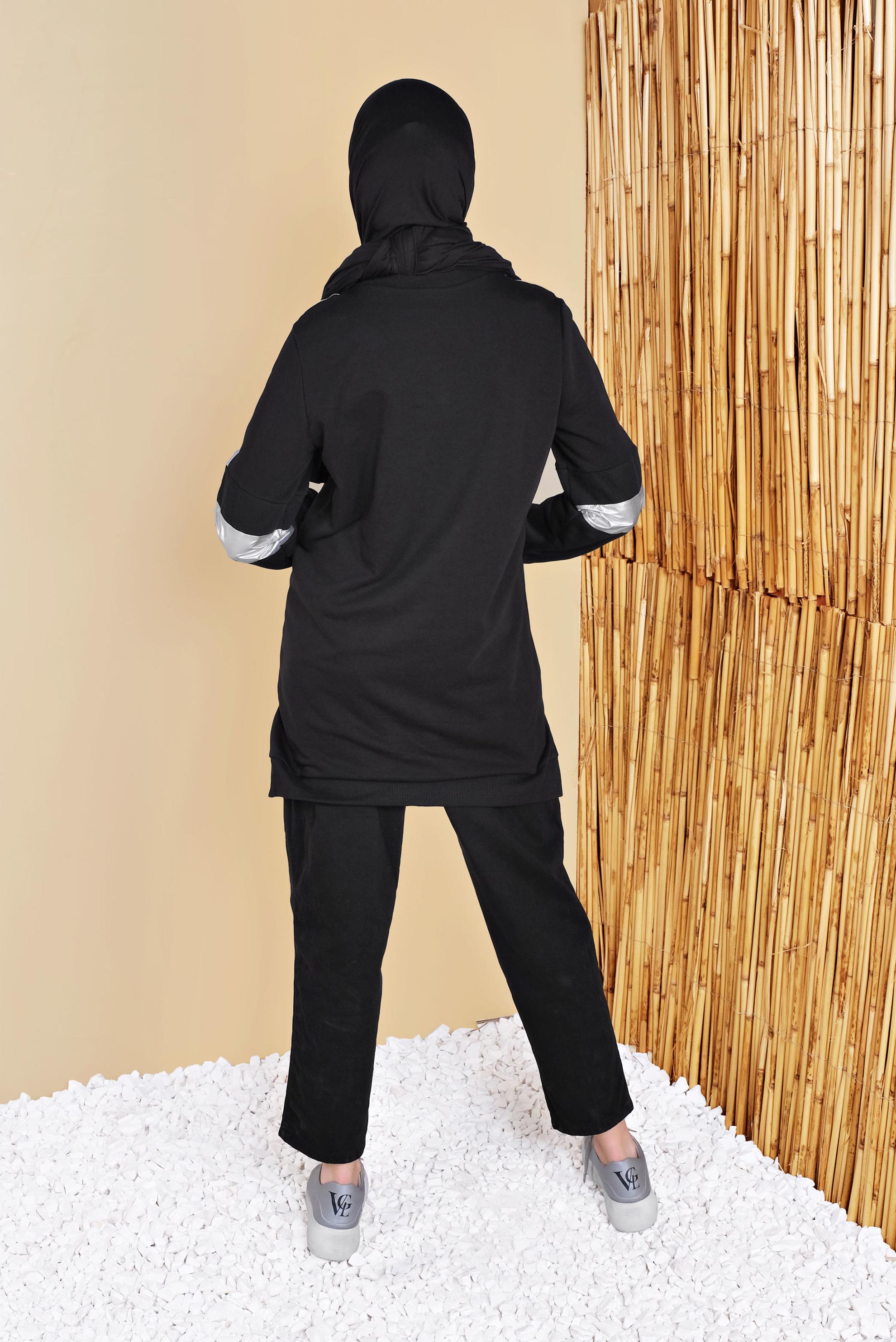 Tesettür giyim SİYAH BONCUK İŞLEMELİ YALDIZ DETAYLI TUNİK 41800