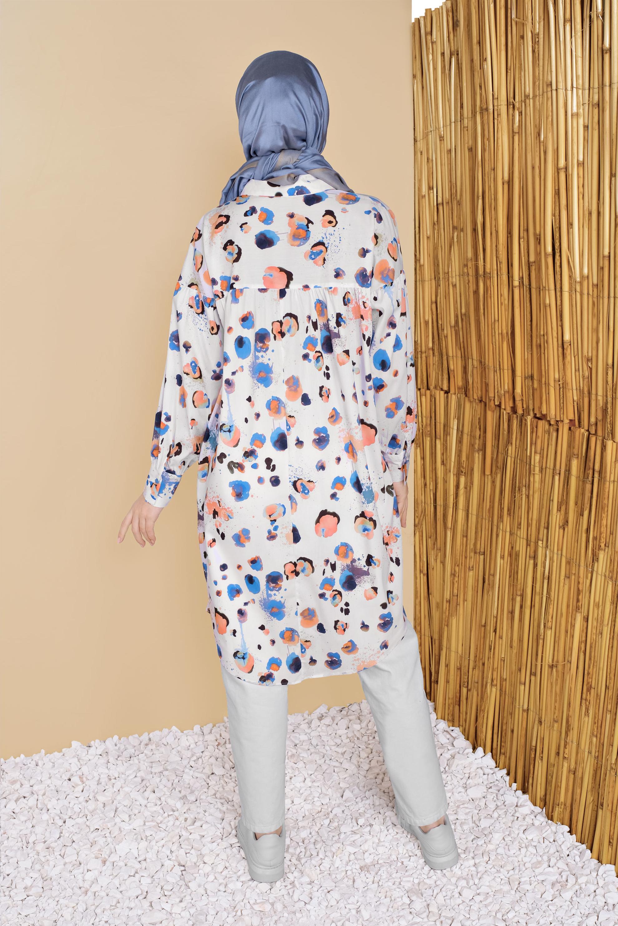 Tesettür giyim LACİVERT ERKEK YAKA DESENLİ TUNİK 41806