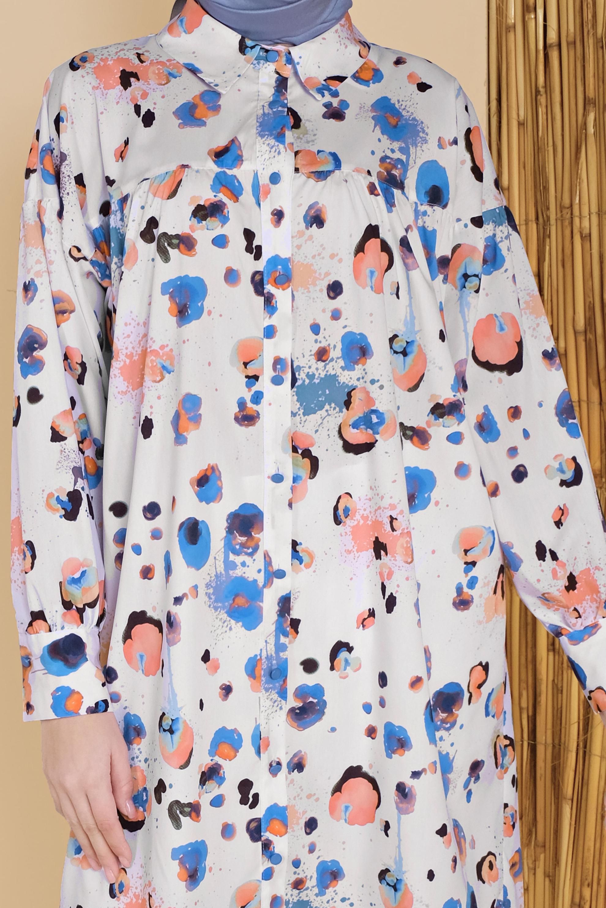 Tesettür giyim LACİVERT ERKEK YAKA DESENLİ TUNİK 41806