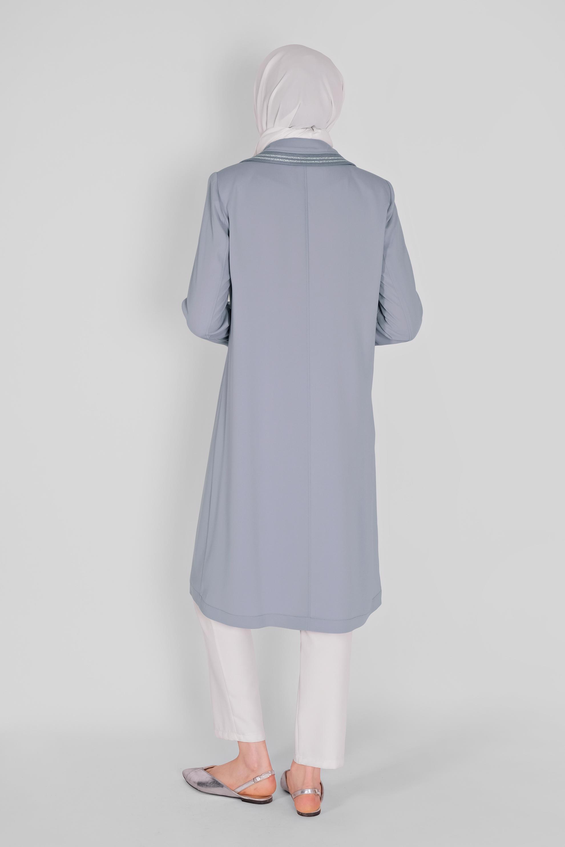 Tesettür giyim GRİ FERMUARLI TRENÇKOT 10397