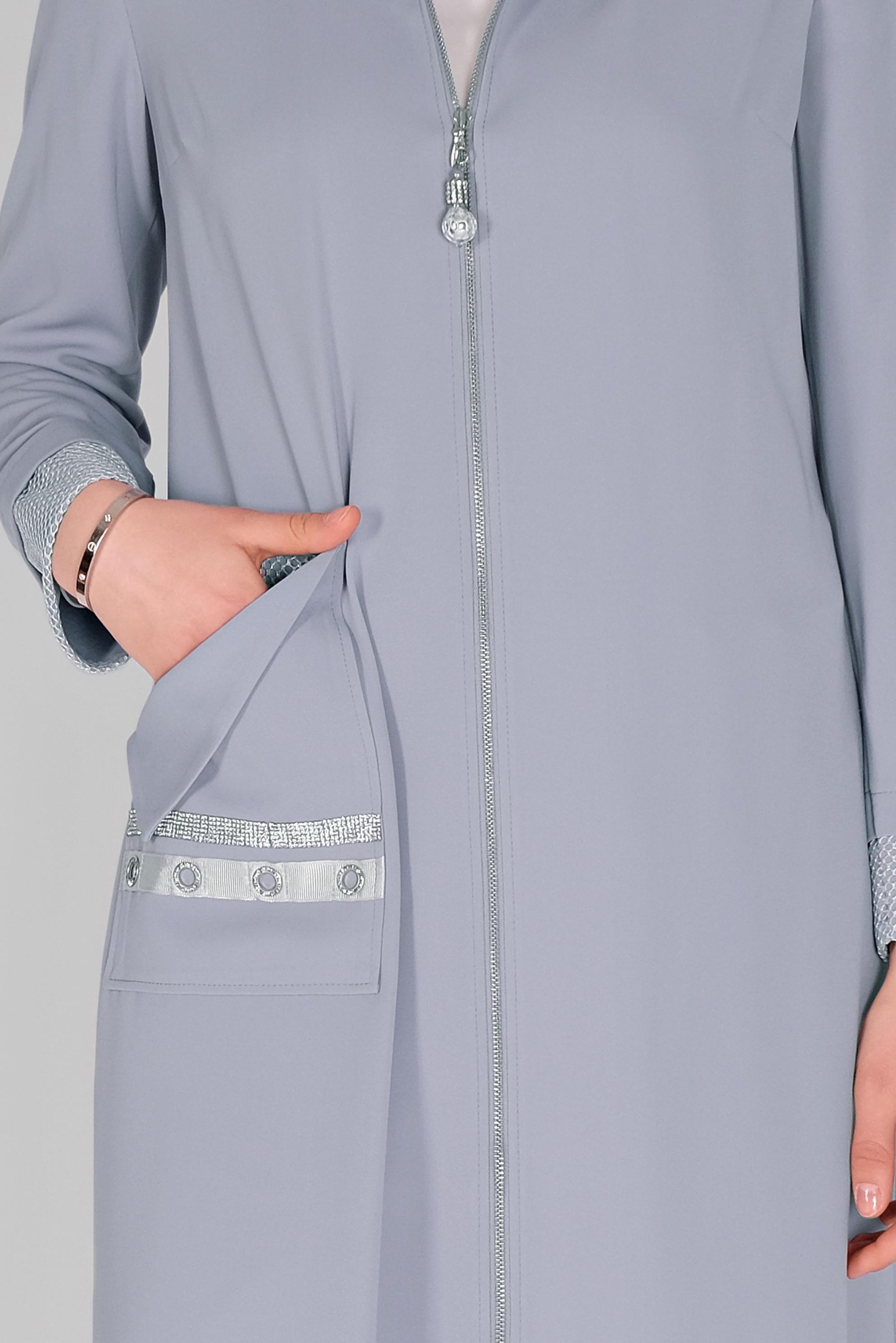 Tesettür giyim GRİ FERMUARLI TRENÇKOT 10397