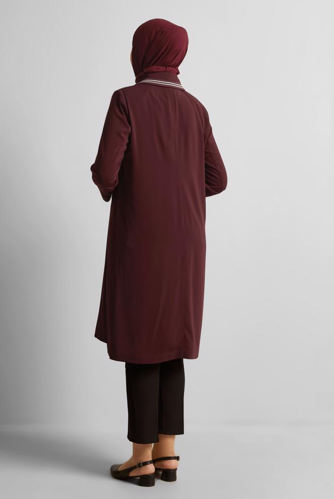 Vêtements hijab ROUGE BORDEAUX TRENCH ZIPPÉ 10397 - ALVİNA