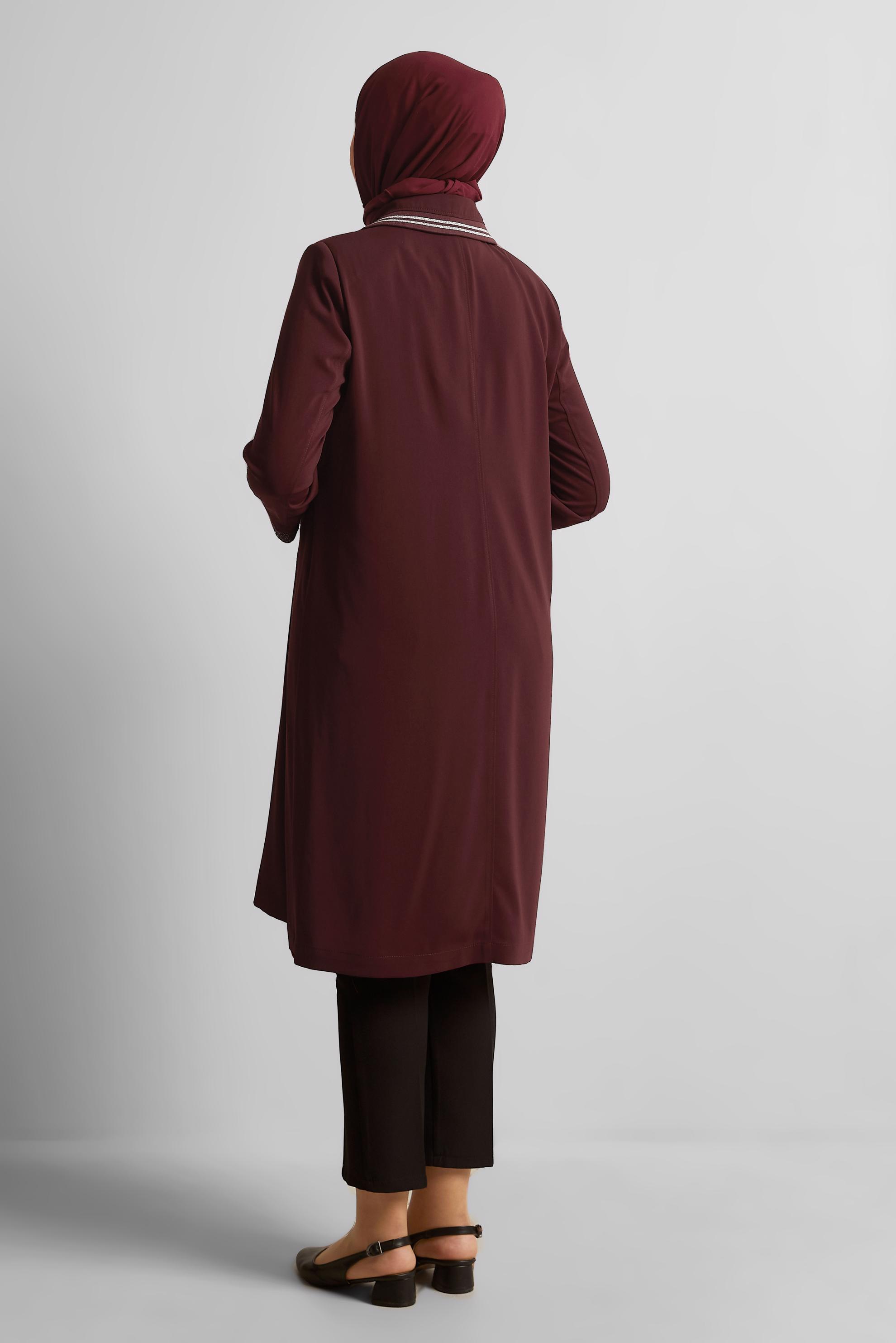 Vêtements hijab ROUGE BORDEAUX TRENCH ZIPPÉ 10397