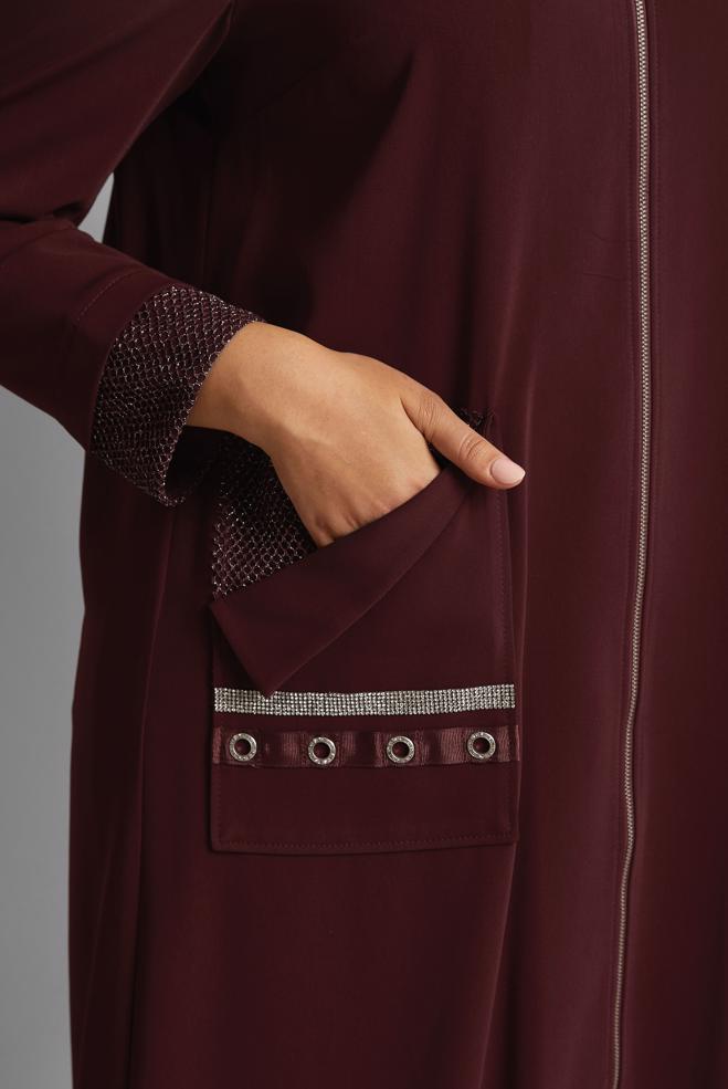 Vêtements hijab ROUGE BORDEAUX TRENCH ZIPPÉ 10397 - ALVİNA