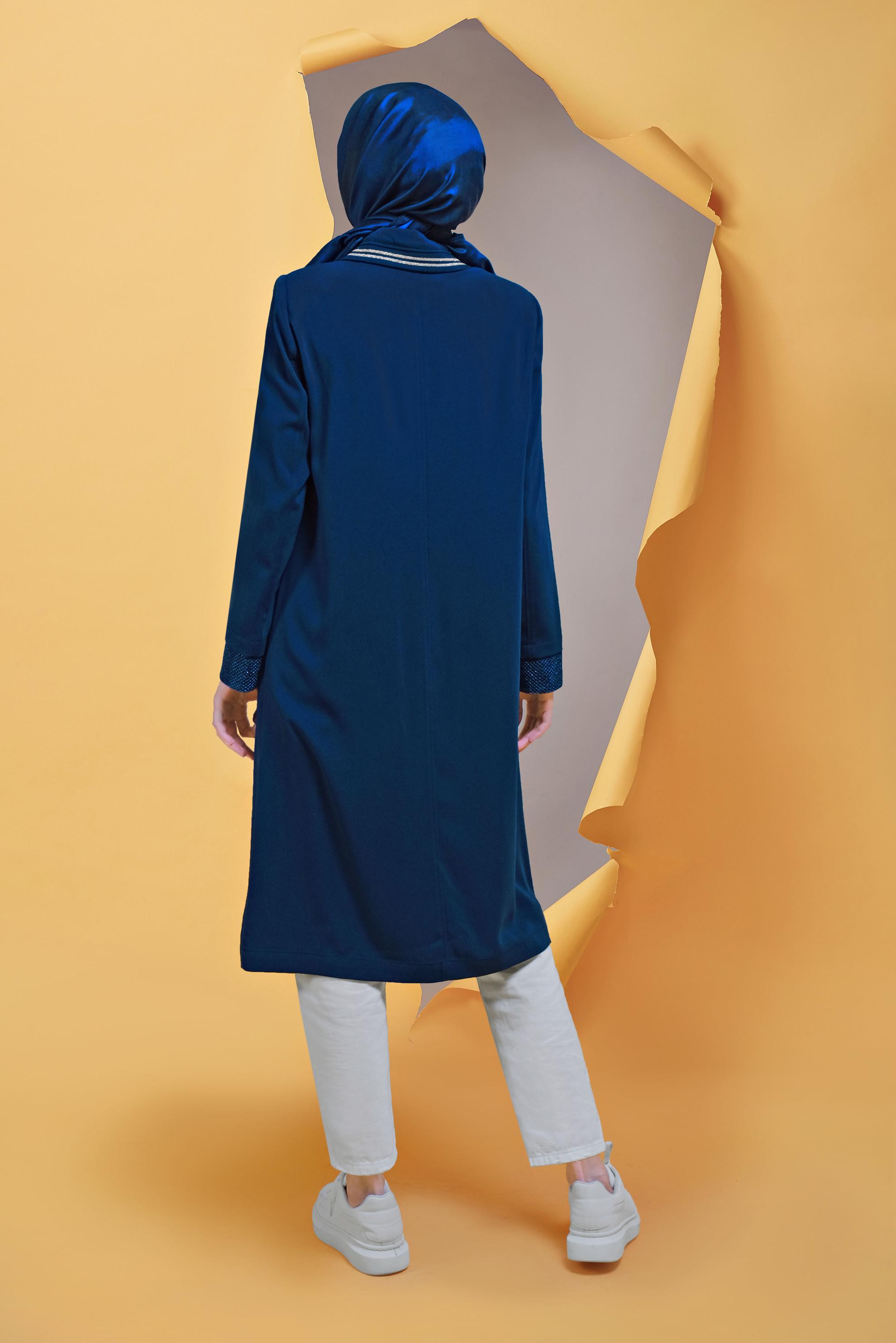 Tesettür giyim LACİVERT FERMUARLI TRENÇKOT 10397