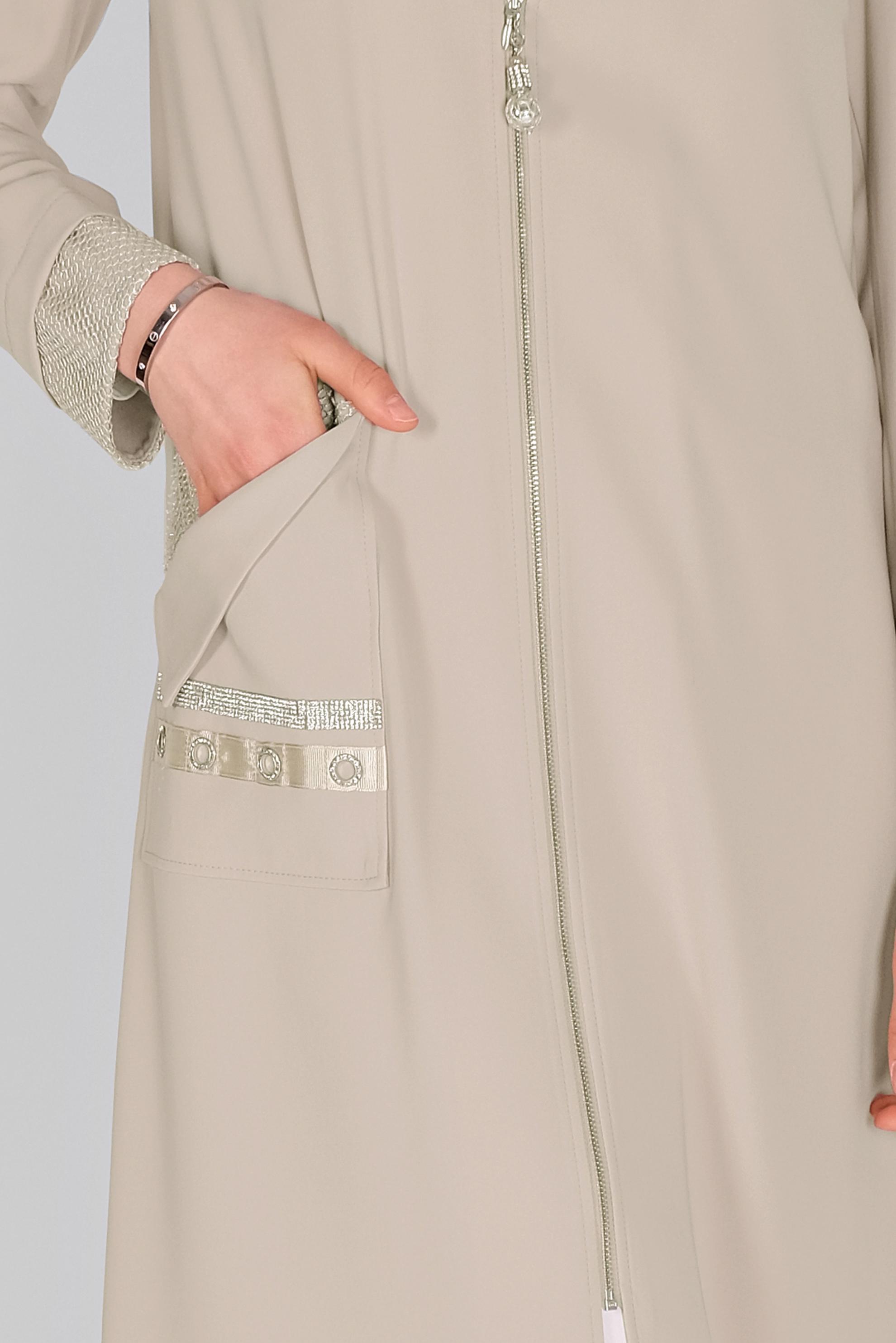 Tesettür giyim BEJ FERMUARLI TRENÇKOT 10397