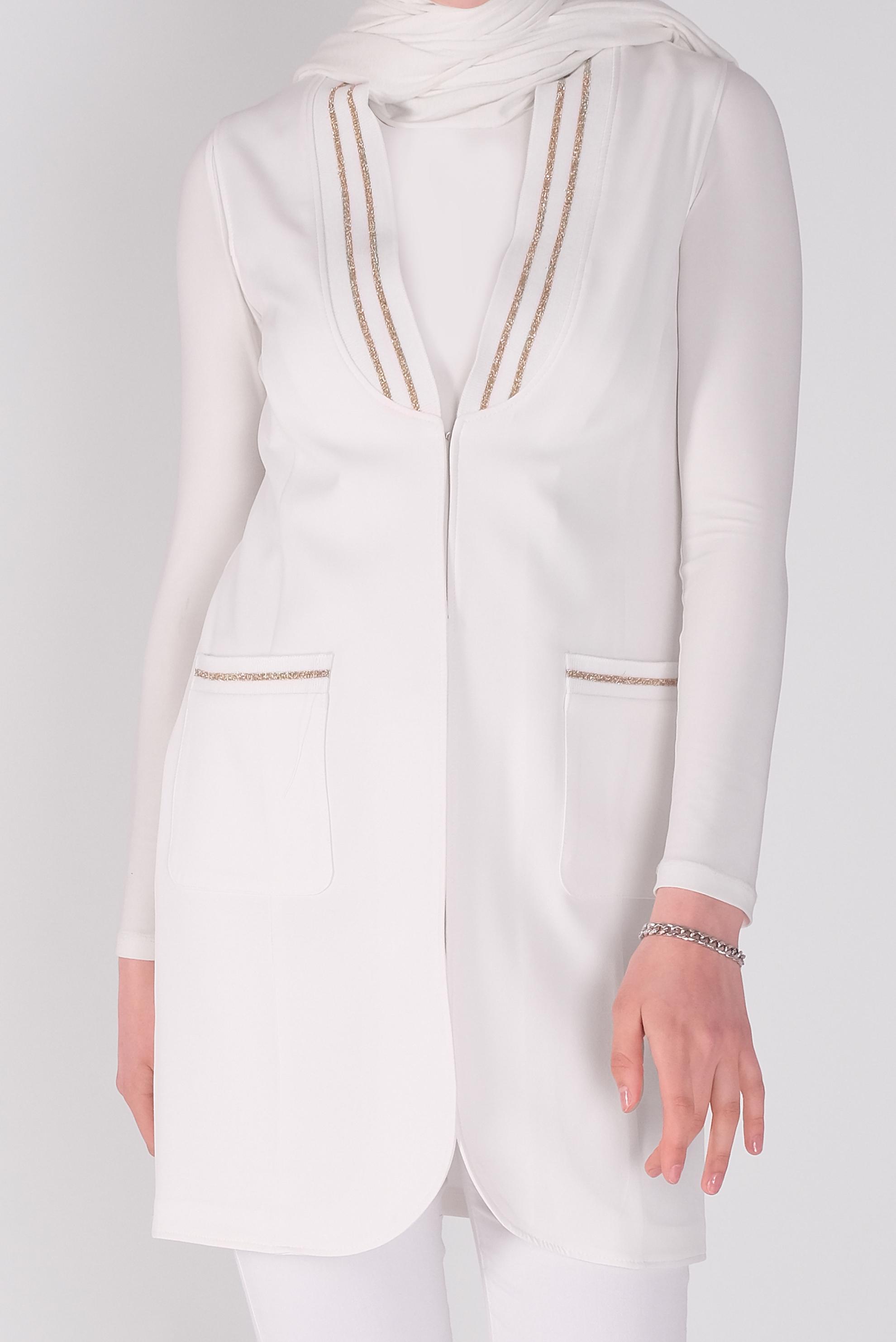 Tesettür giyim BEYAZ SİMLİ LASTİK DETAYLI YELEK 41512 