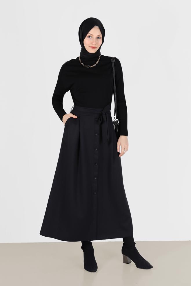 Vêtements hijab  PULL EN MAILLE BASIQUE COL ROULÉ 42073 - ALVİNA