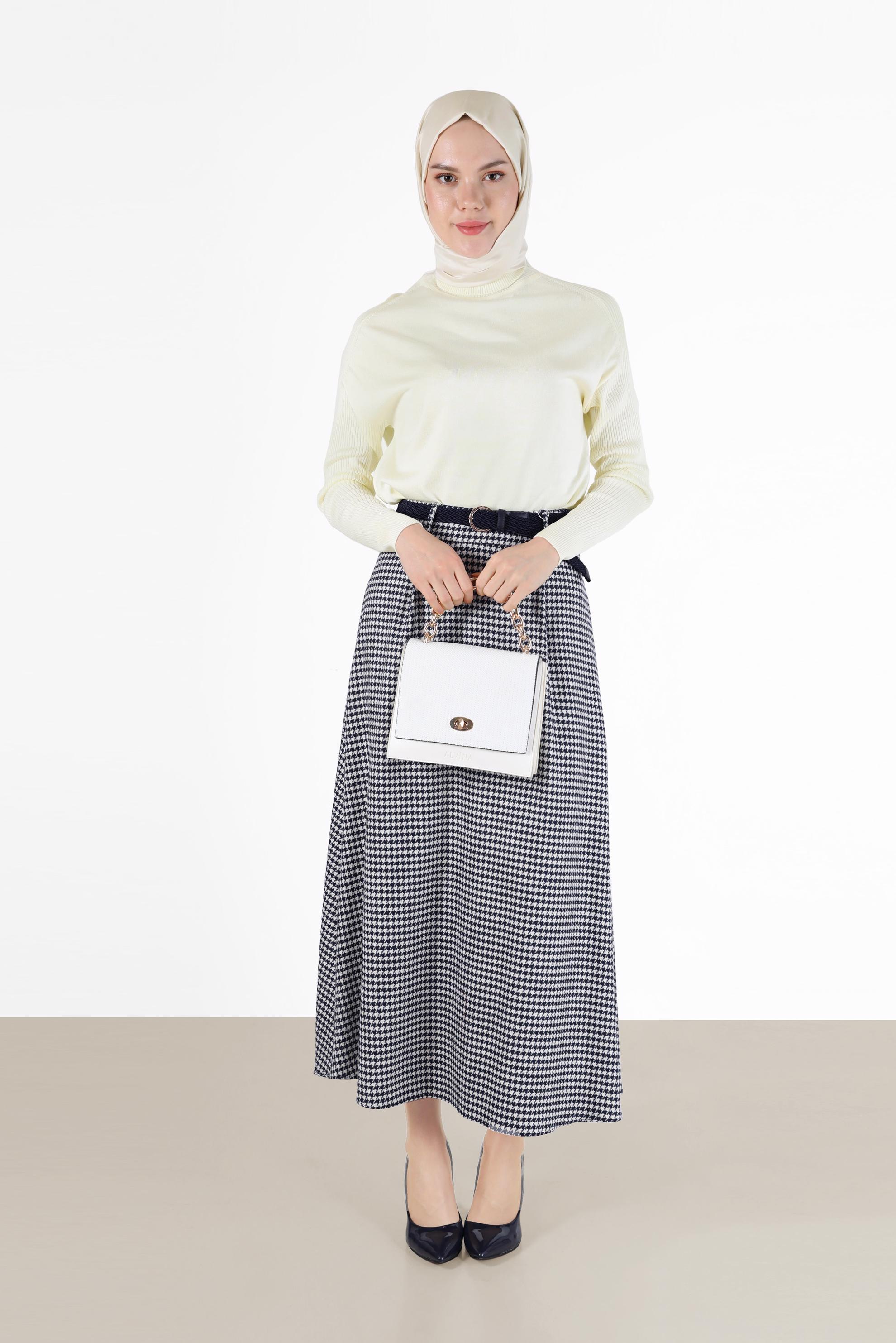 Tesettür giyim BEYAZ BALIKÇI YAKA BASIC TRİKO KAZAK 42073 