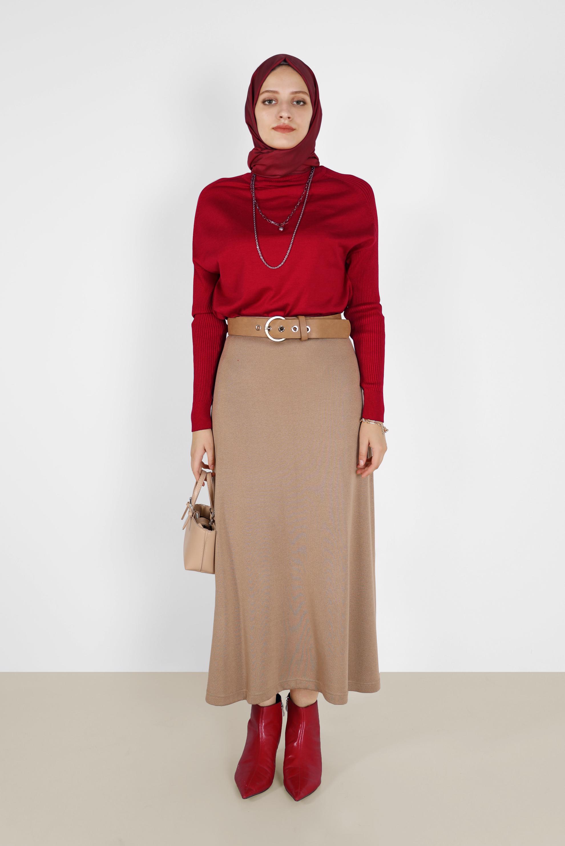 Hijab clothing RED  TURTLENECK BASIC KNITWEAR SWEATER 42073