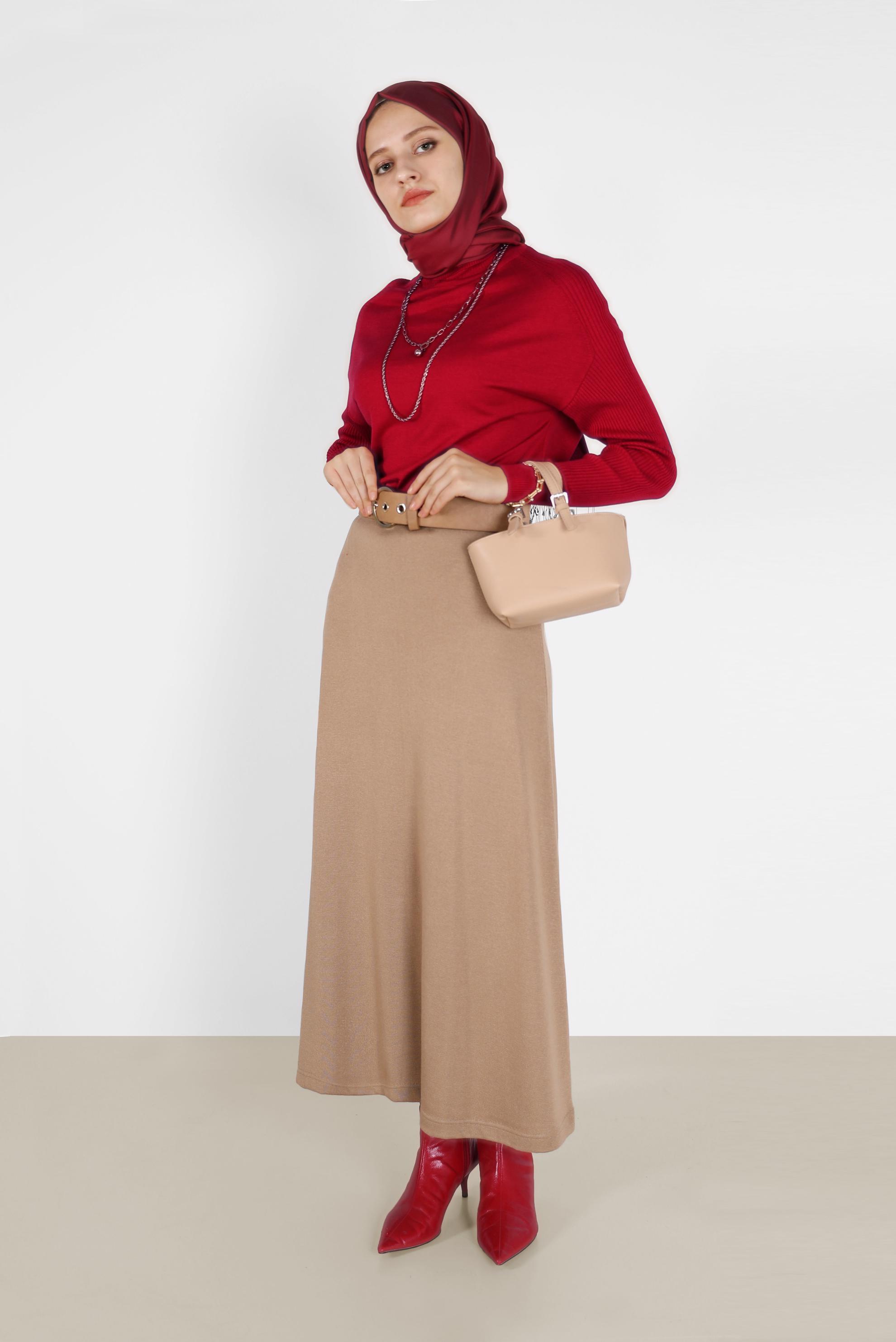 Hijab clothing RED  TURTLENECK BASIC KNITWEAR SWEATER 42073