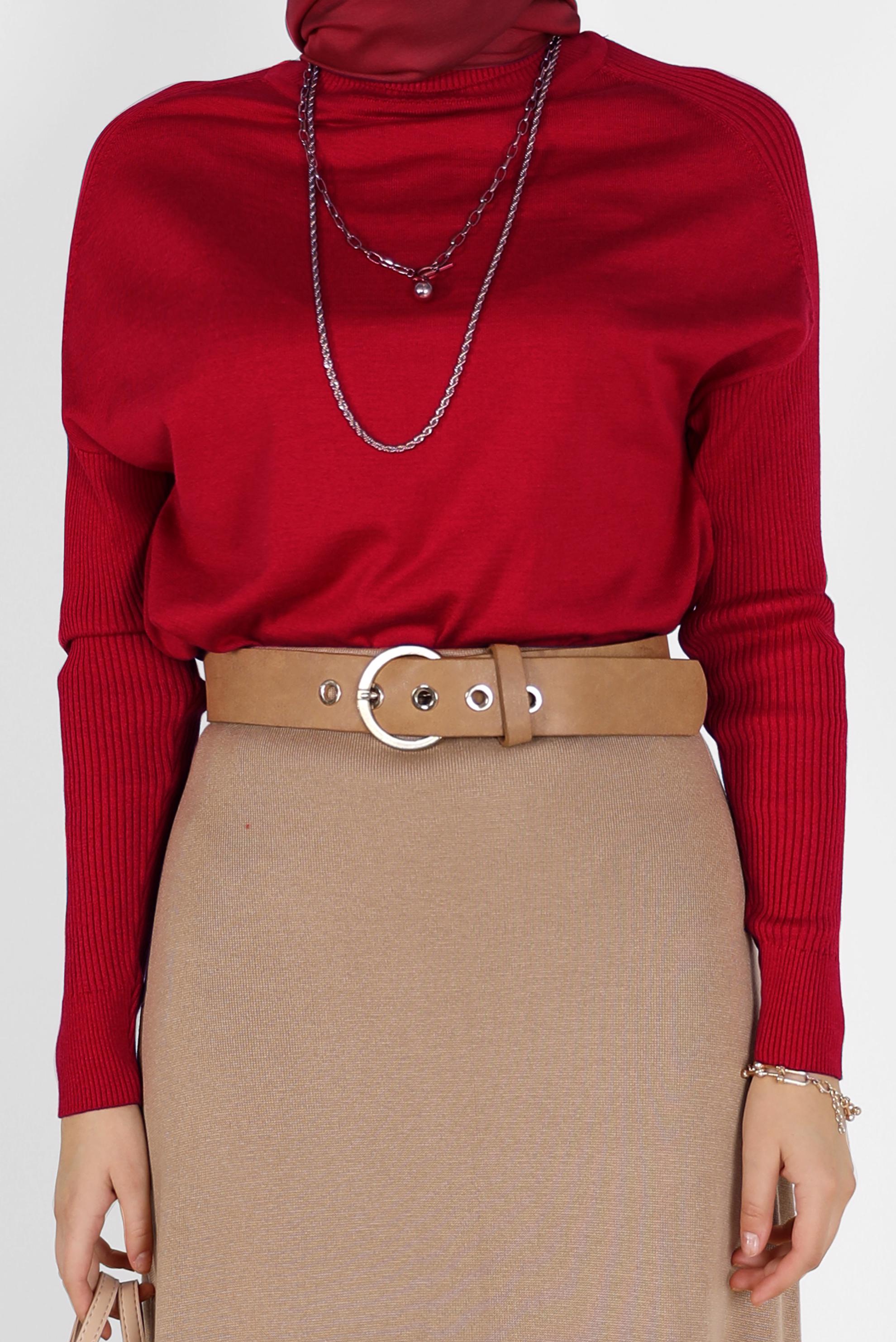 Hijab clothing RED  TURTLENECK BASIC KNITWEAR SWEATER 42073