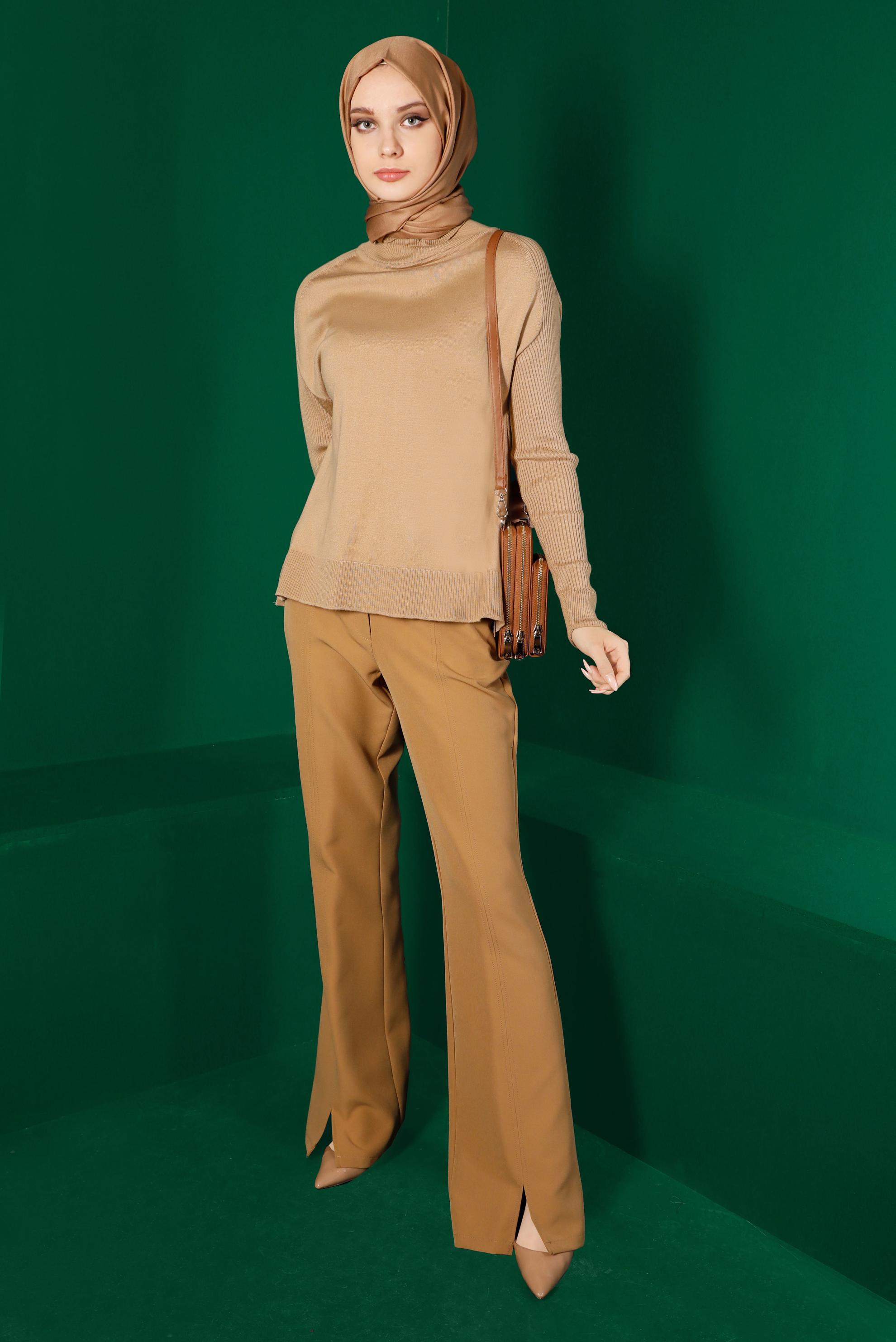 Hijab clothing BROWN  TURTLENECK BASIC KNITWEAR SWEATER 42073